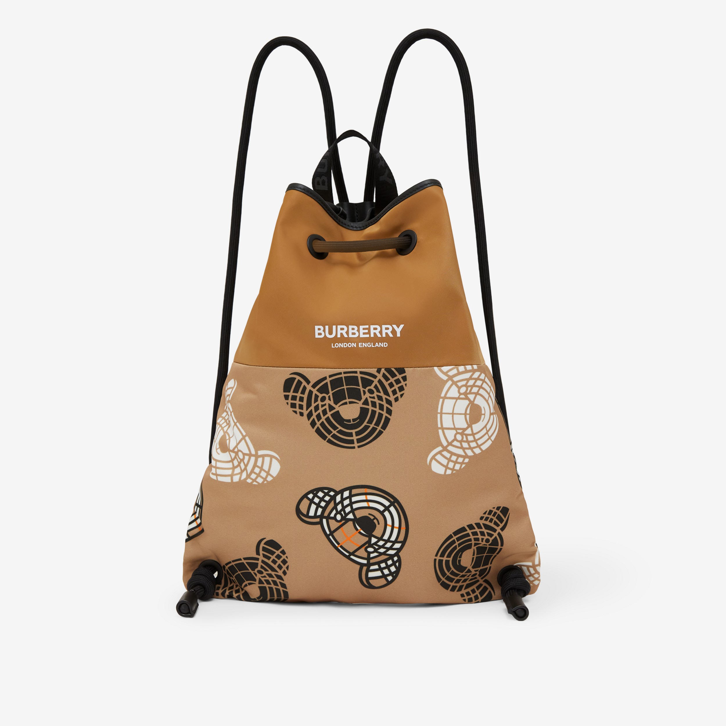 Thomas Bear Print Nylon Drawstring Backpack in Beige - Children | Burberry® Official - 1