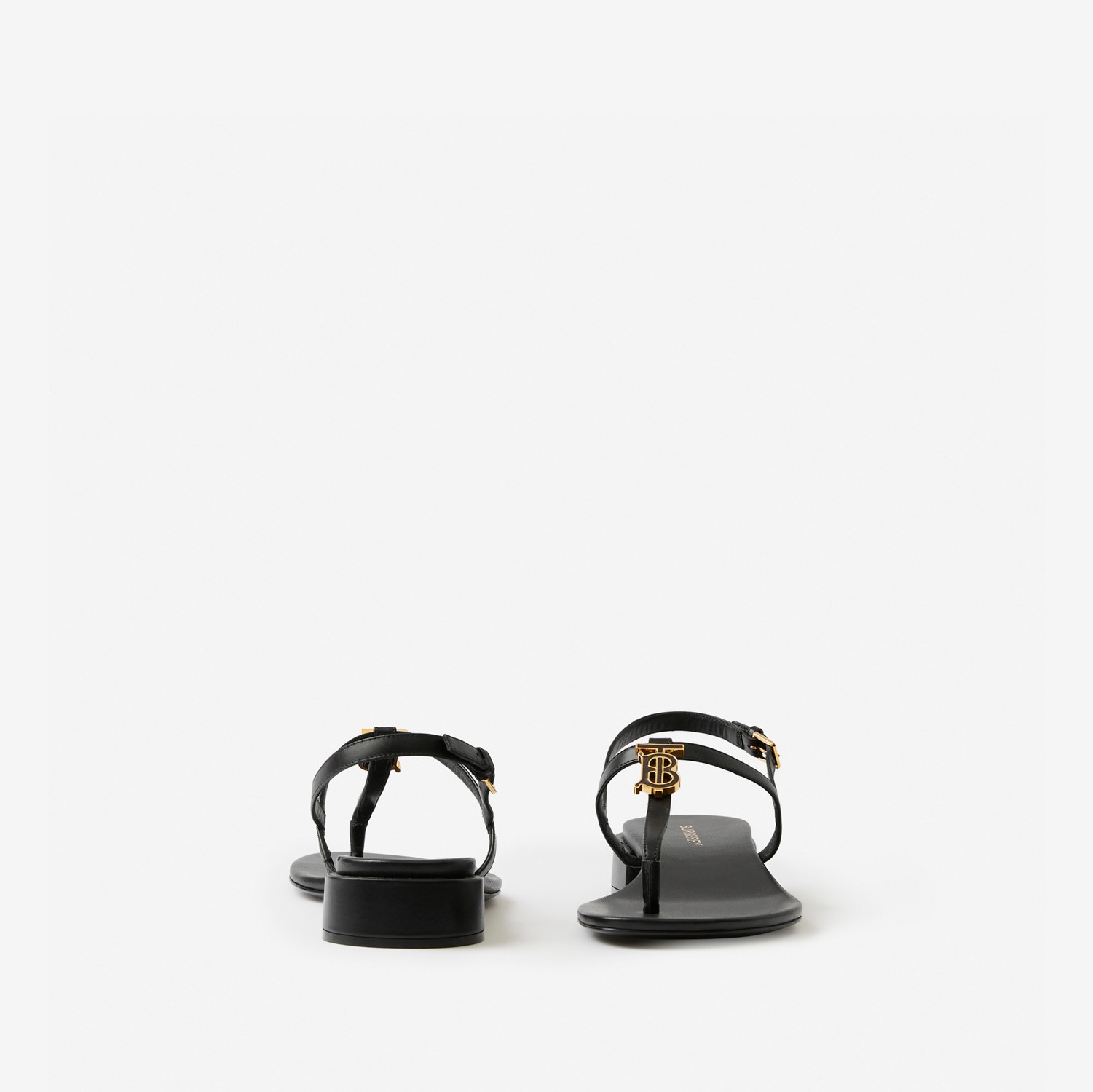 Sandálias de couro com monograma (Preto) - Mulheres | Burberry® oficial