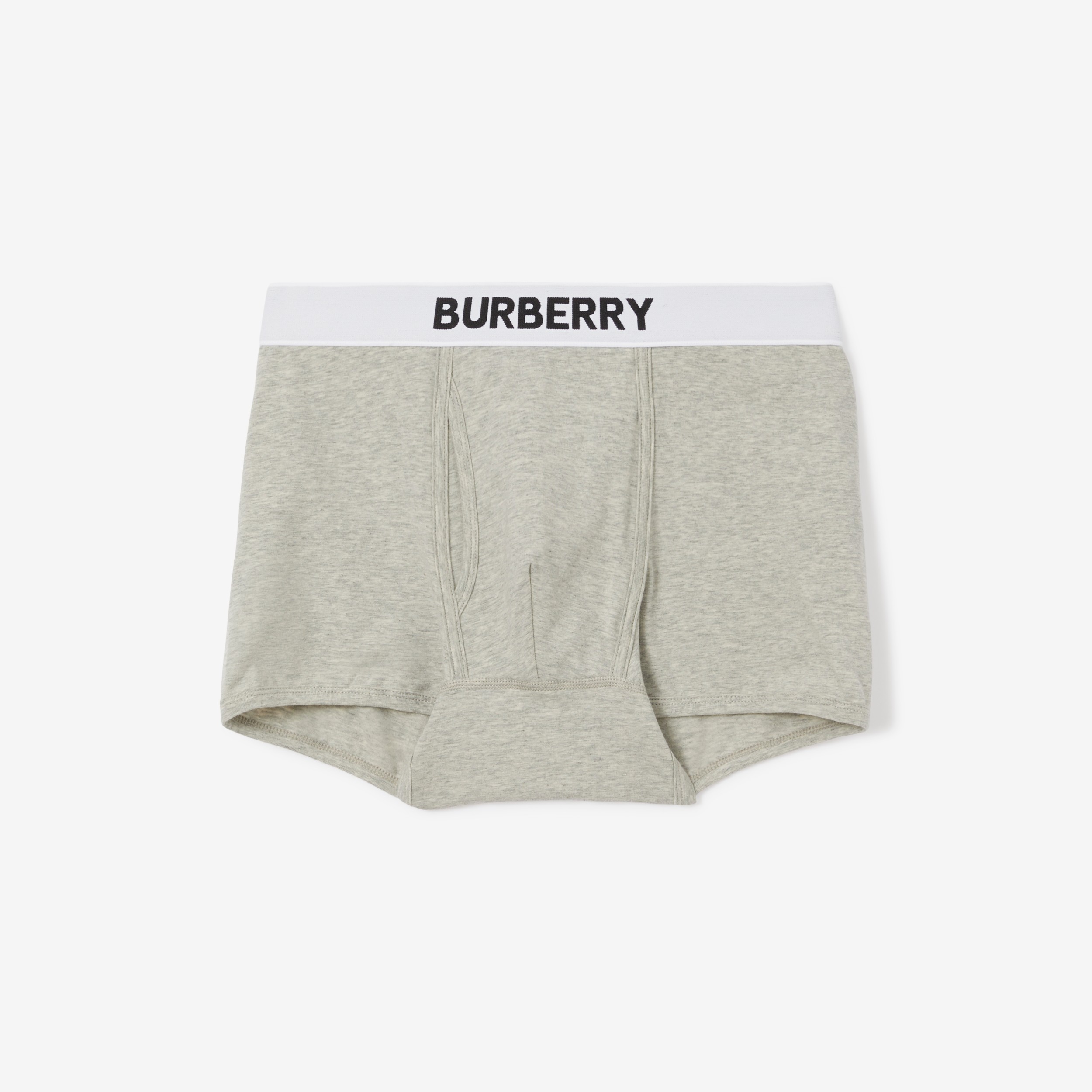 Logo Detail Stretch Cotton Boxer Shorts in Pale Grey Melange - Men |  Burberry® Official