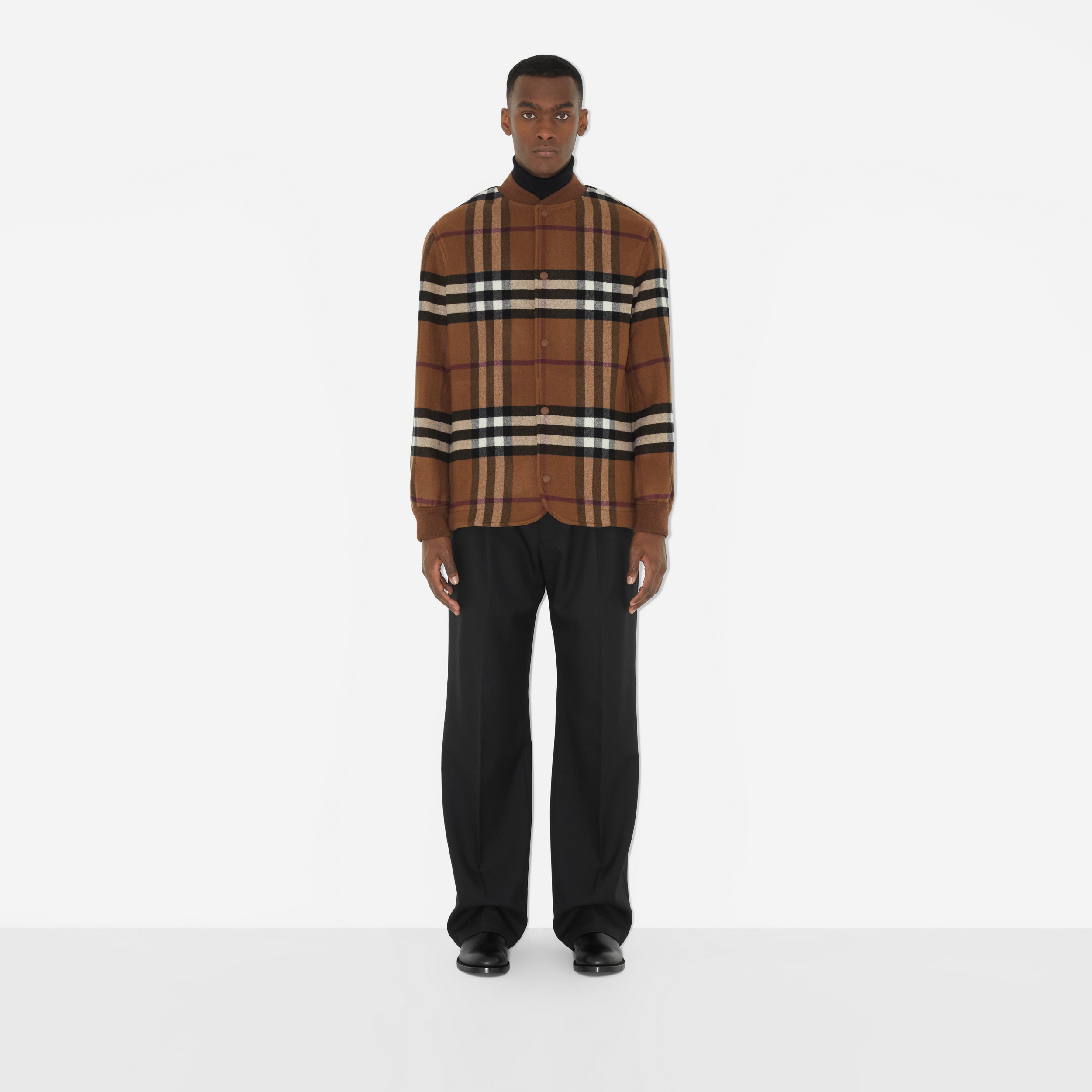 Quilted Check Wool Blend Bomber Jacket in Dark Birch Brown - Men | Burberry® Official - 2