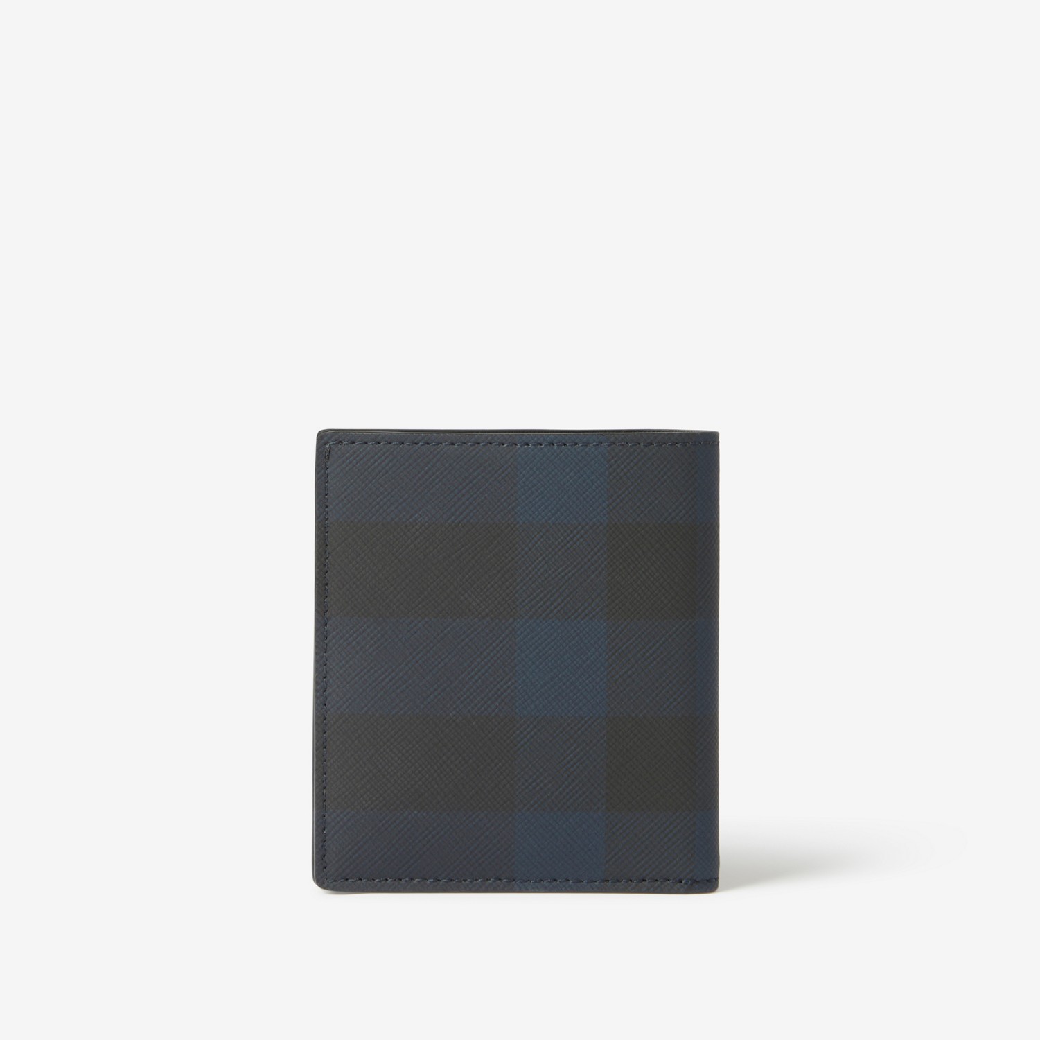 格纹拼皮革折叠式卡片夹 (海军蓝) - 男士 | Burberry® 博柏利官网