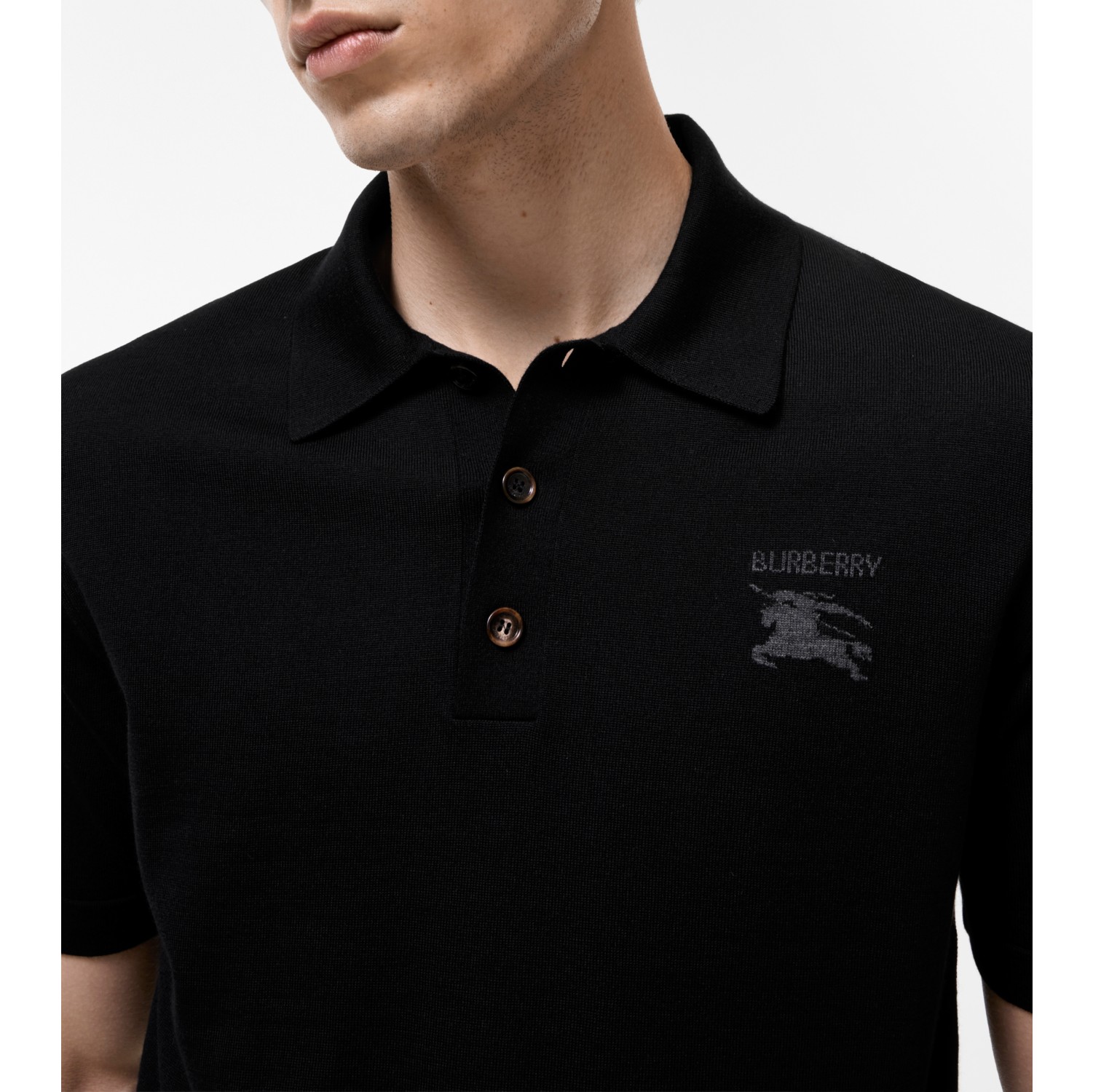 Wool Polo Shirt in Black - Men | Burberry® Official