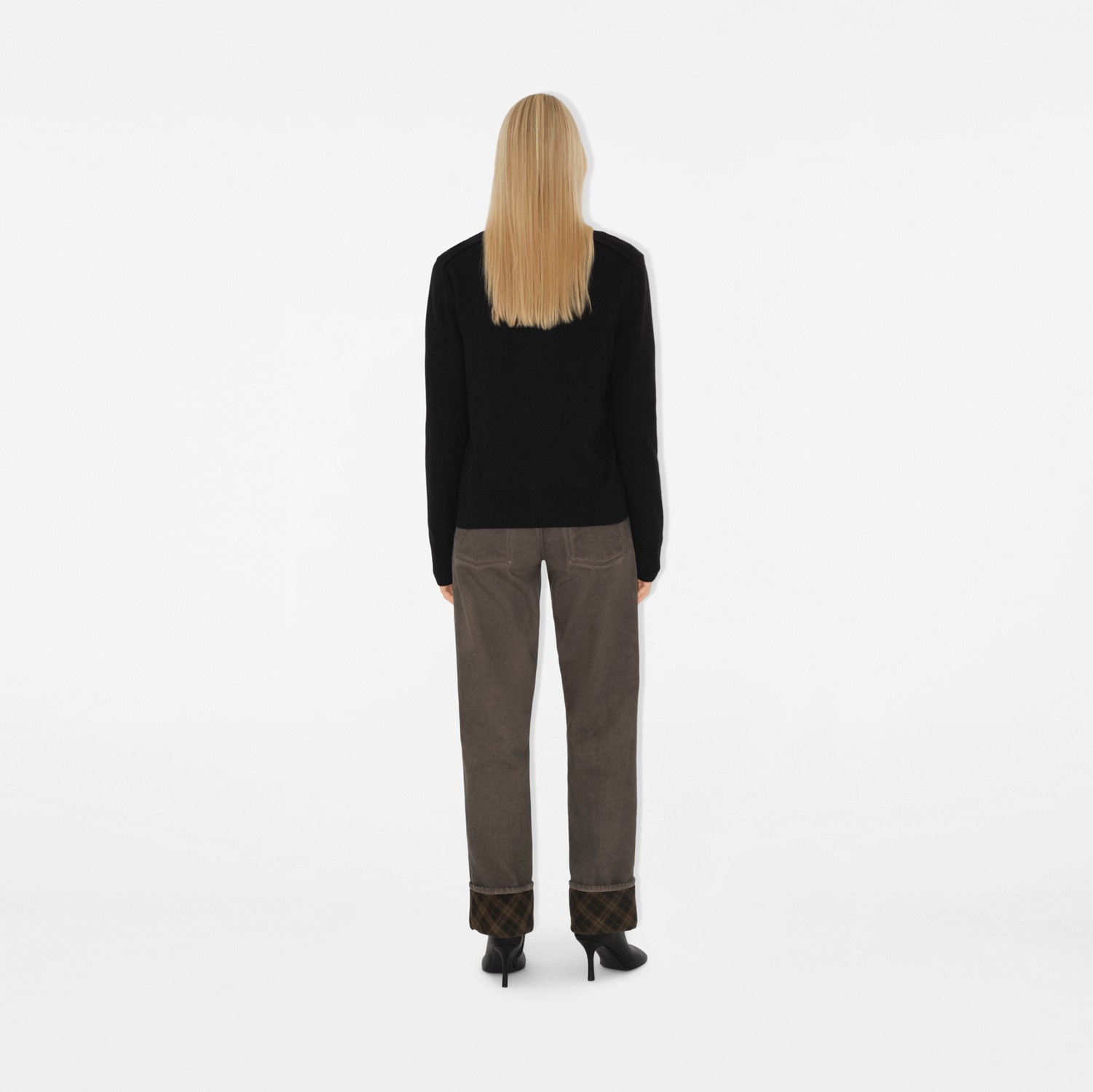 Check Label Wool Cardigan in Black - Women | Burberry® Official Check Label Wool Cardigan in Black - Women | Burberry® Official