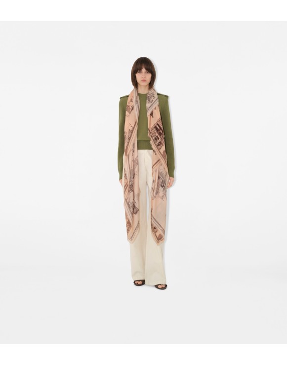 ウィメンズ シルク、ウール、カシミアスカーフ | Burberry® 公式