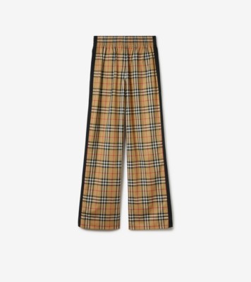 Burberry Striped Checked Cotton-blend Wide-leg Pants