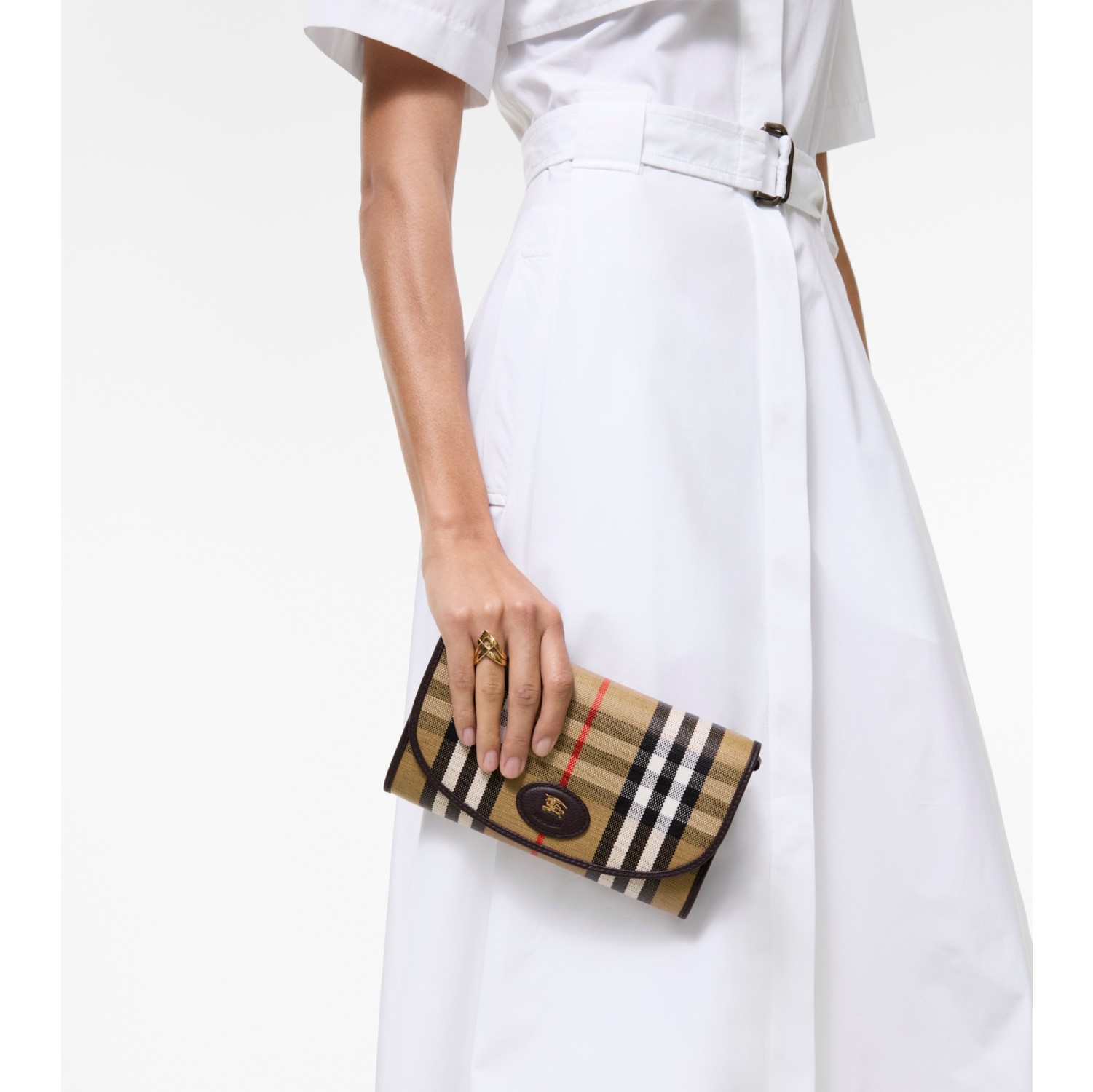 Highlands Chain Strap Wallet​ in Sand beige - Women | Burberry® Official