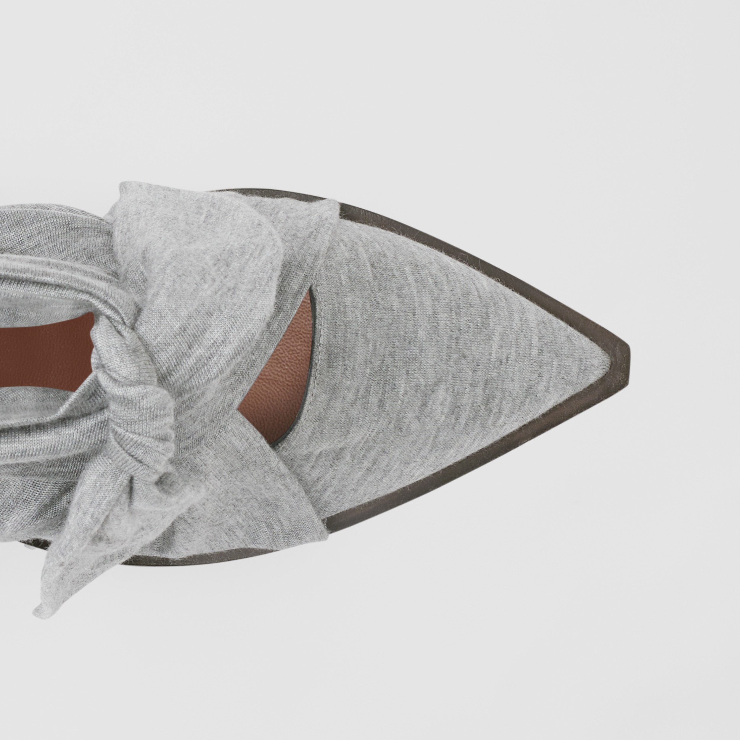 Scarf Tie Detail Jersey Pointtoe Mules in Pewter Melange Women