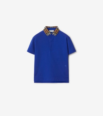 Check Collar Cotton Polo Shirt in Knight | Burberry® Official