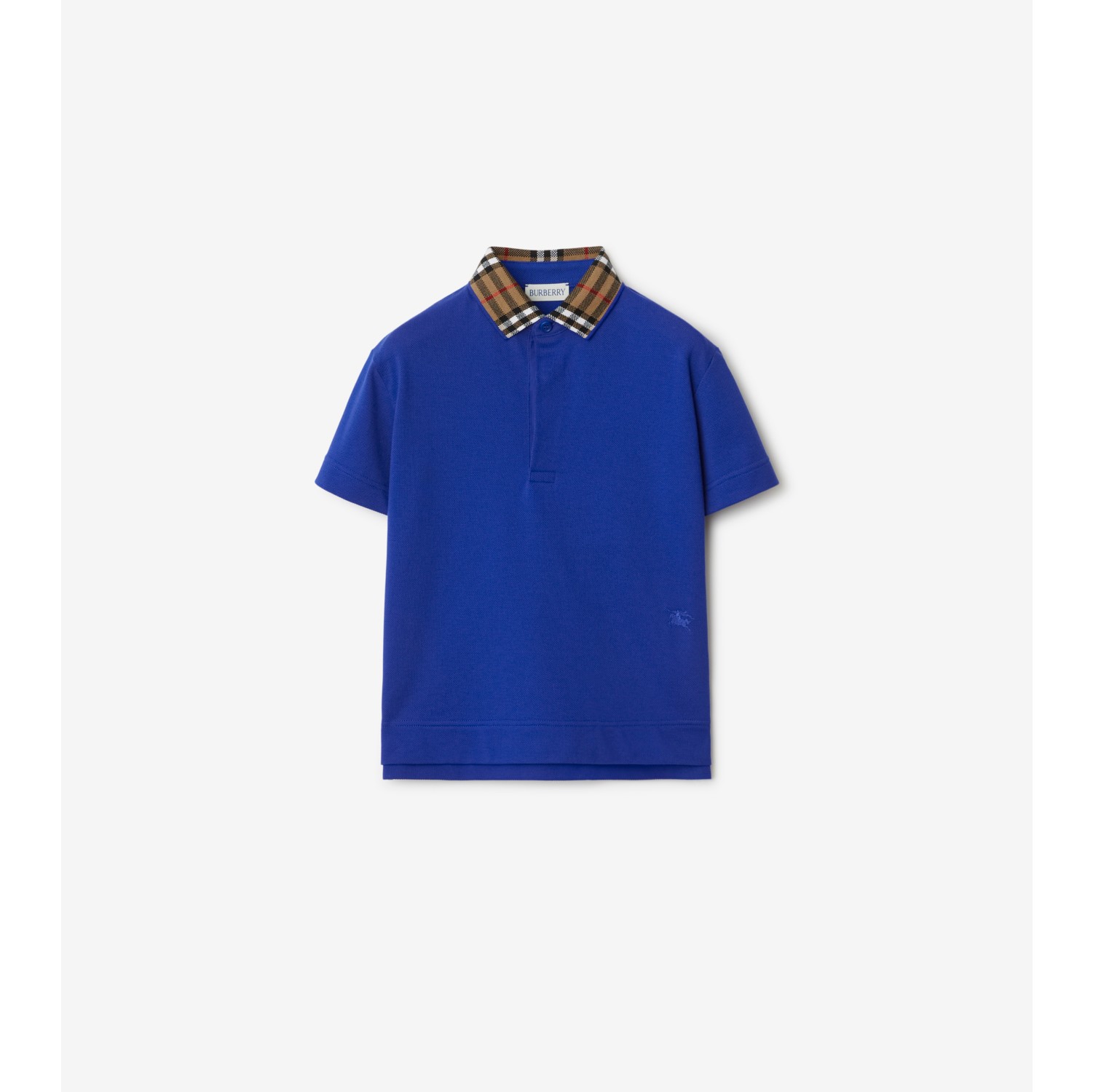 Check Collar Cotton Polo Shirt in Knight | Burberry® Official