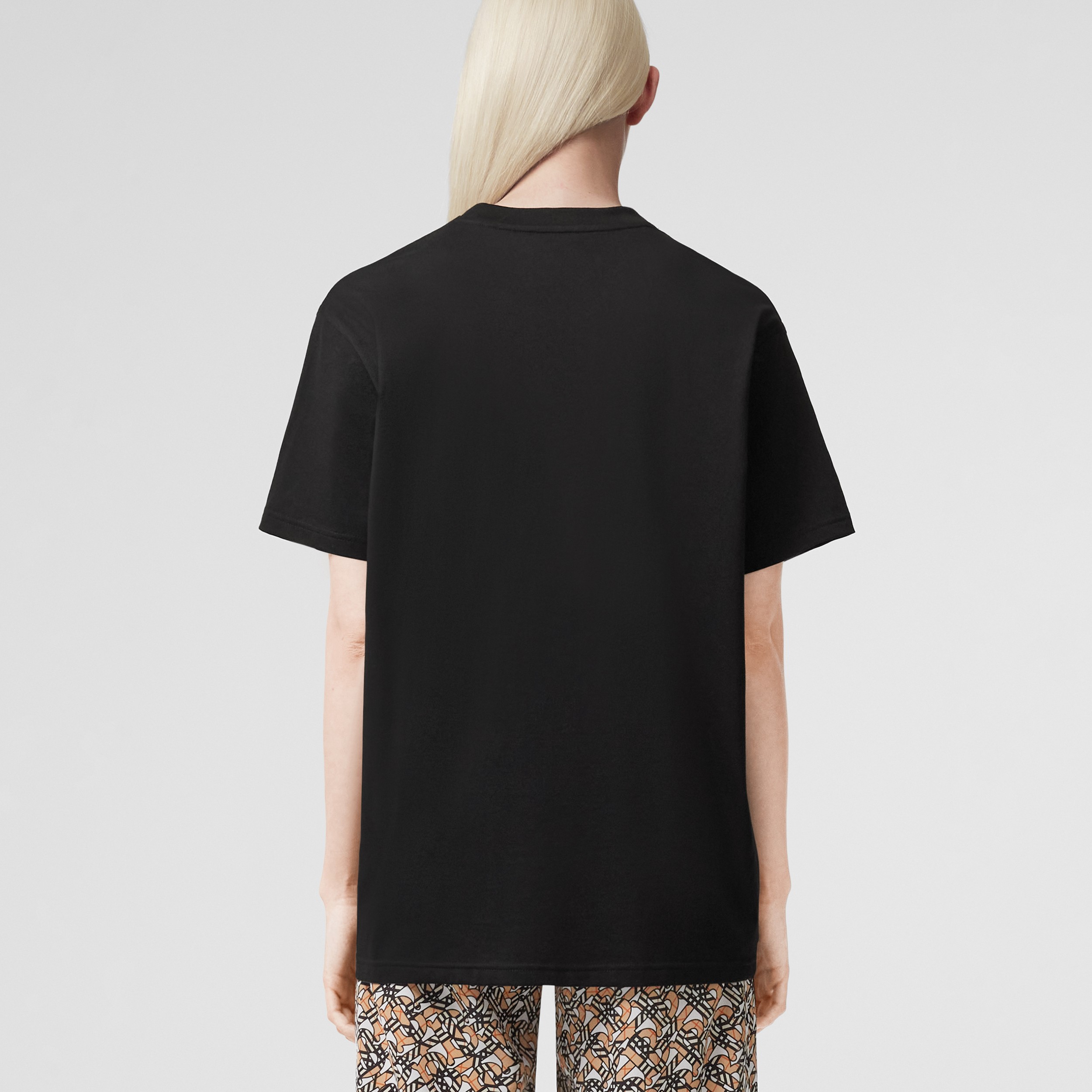 Monogram Motif Cotton Oversized T-shirt in Black - Women | Burberry® Official - 3