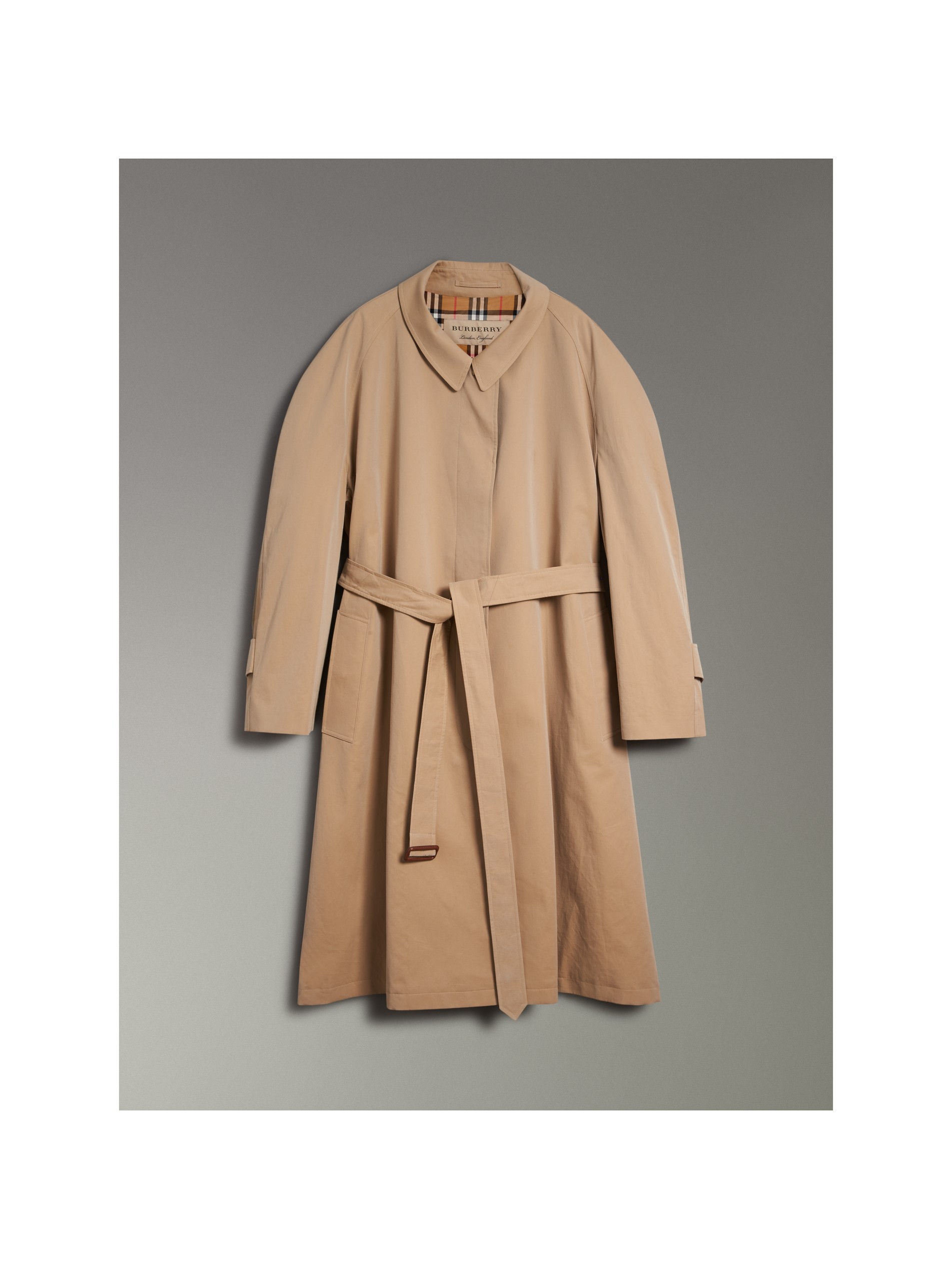 手绘纽扣轻薄嘎巴甸轻便大衣 (蜂蜜色) - 女士 | burberry 博柏利