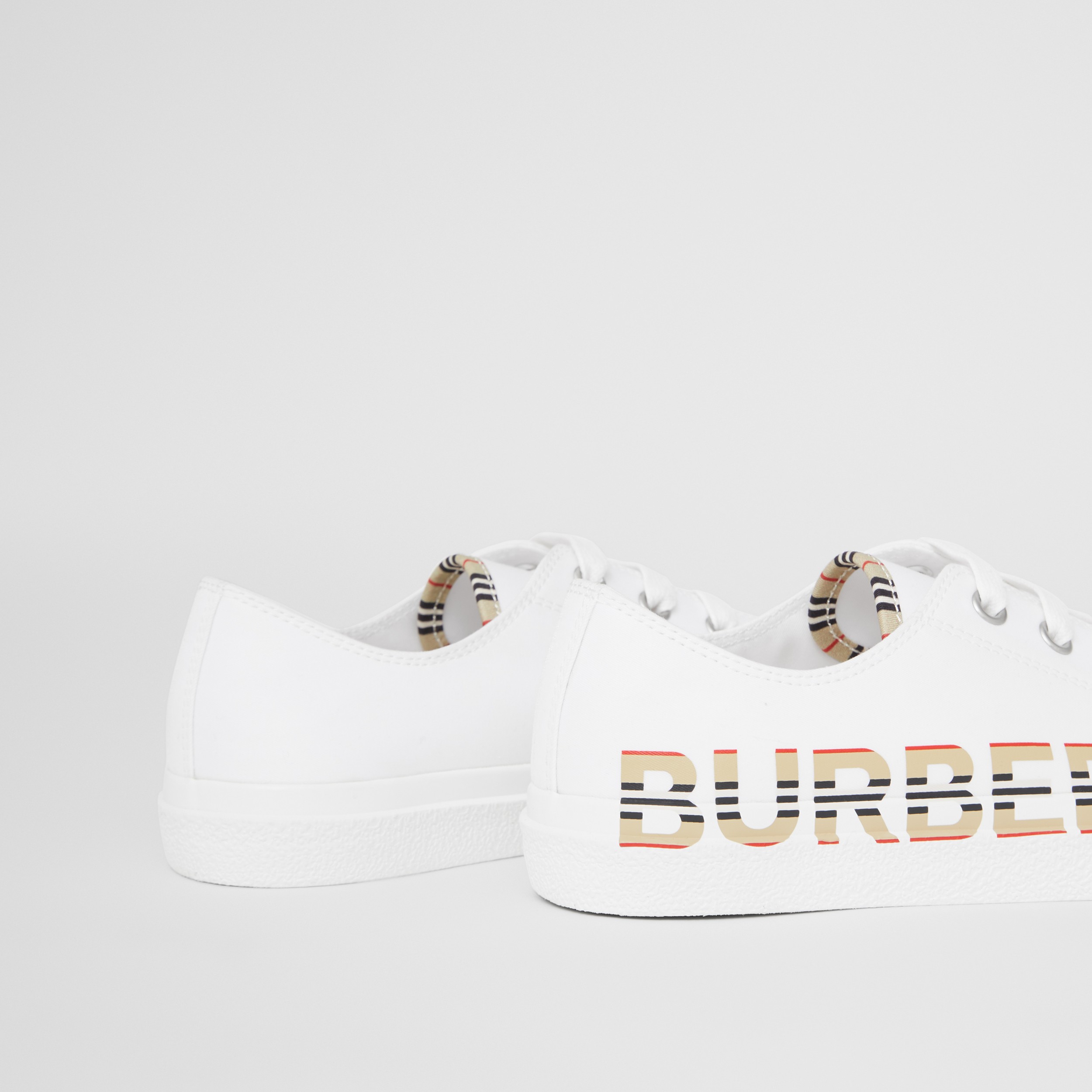 Icon Stripe Logo Print Cotton Gabardine Sneakers in Optic White | Burberry® Official - 2