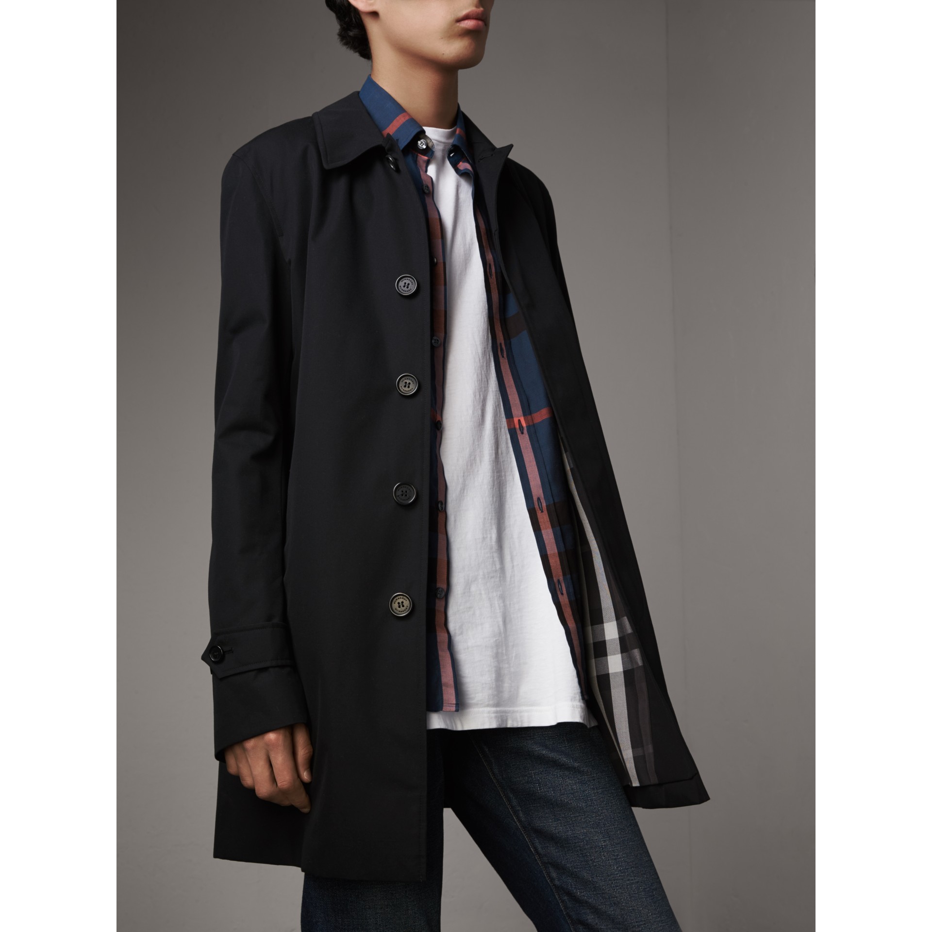 Cotton Gabardine Car Coat In Black Men Burberry United States