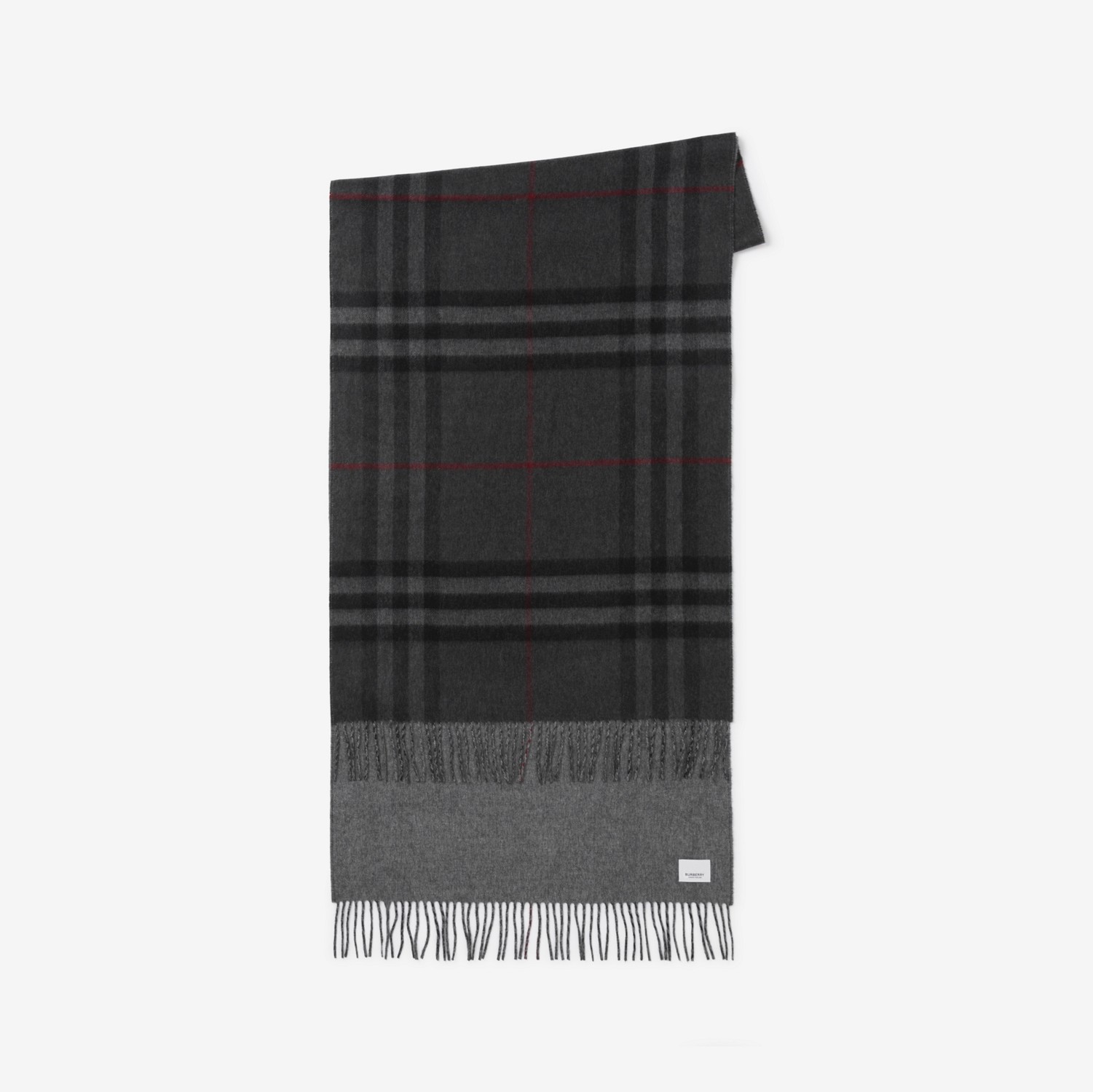 双面两用格纹羊绒围巾 (炭灰色) | Burberry® 博柏利官网