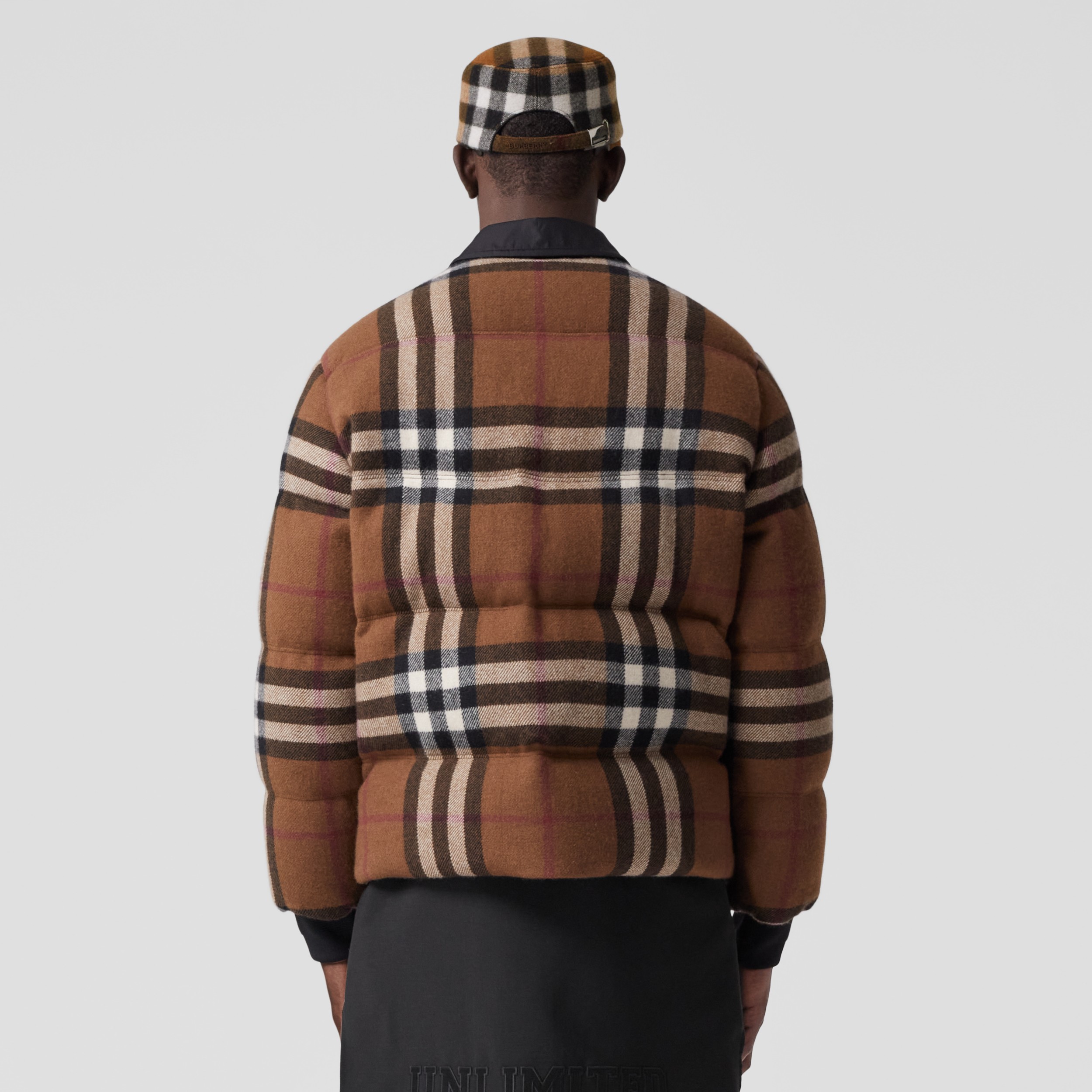 Exaggerated Check Wool Down-filled Jacket in Dark Birch Brown - Men ...