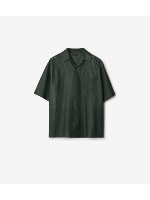 Shop Burberry Leather Shirt In Jungle