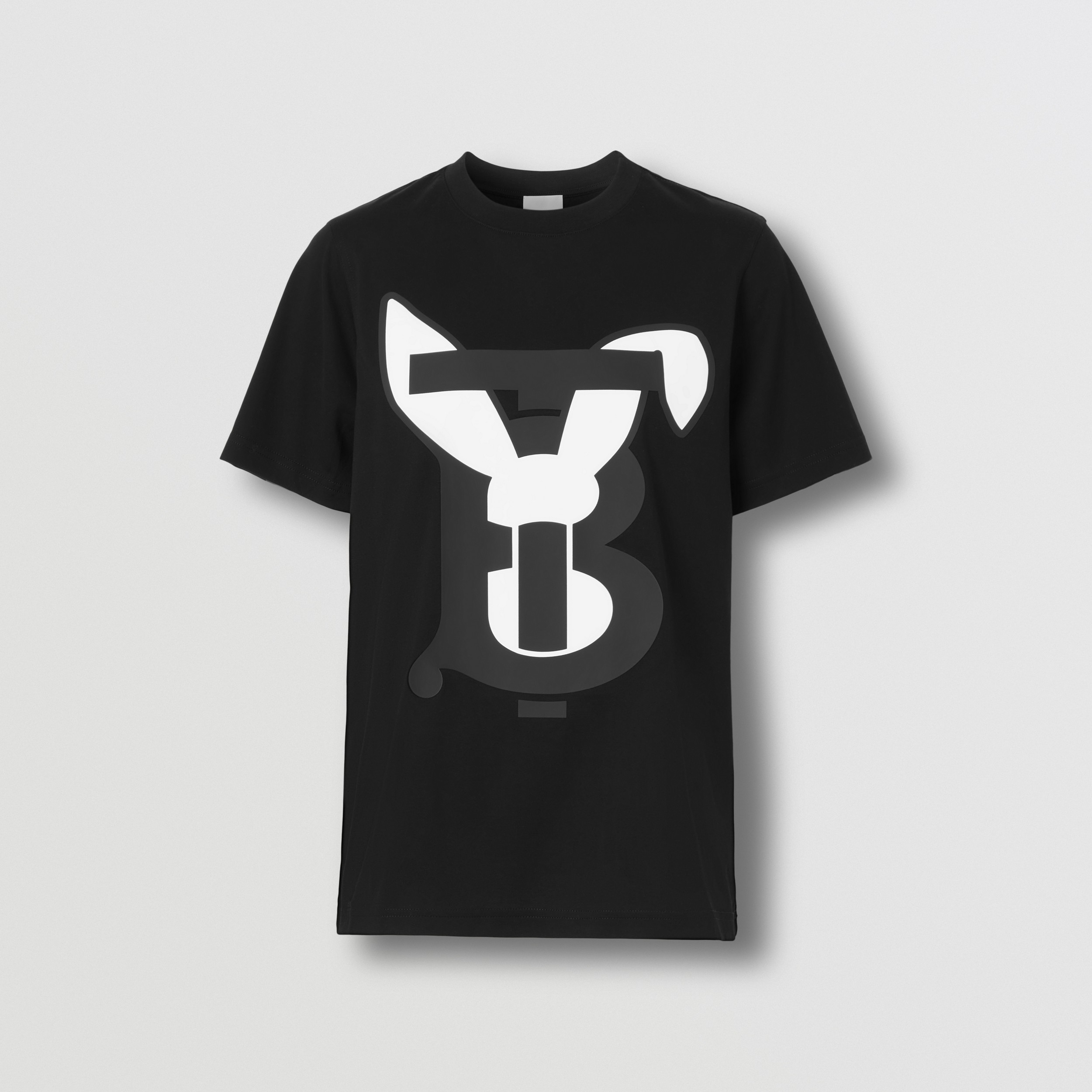 Rabbit Print Cotton T-shirt in Black - Women | Burberry® Official - 4
