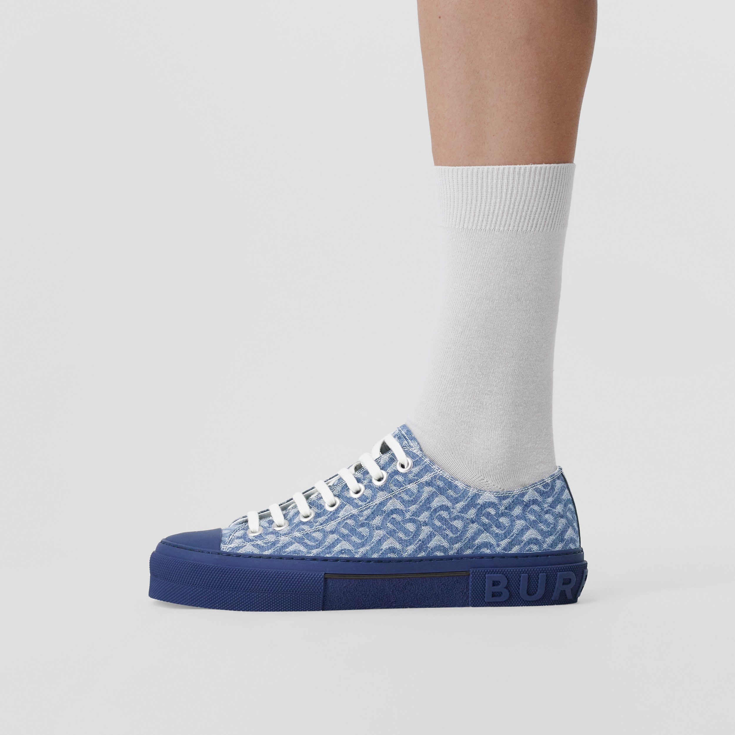 Monogram Denim Sneakers in Blue - Men | Burberry® Official - 3