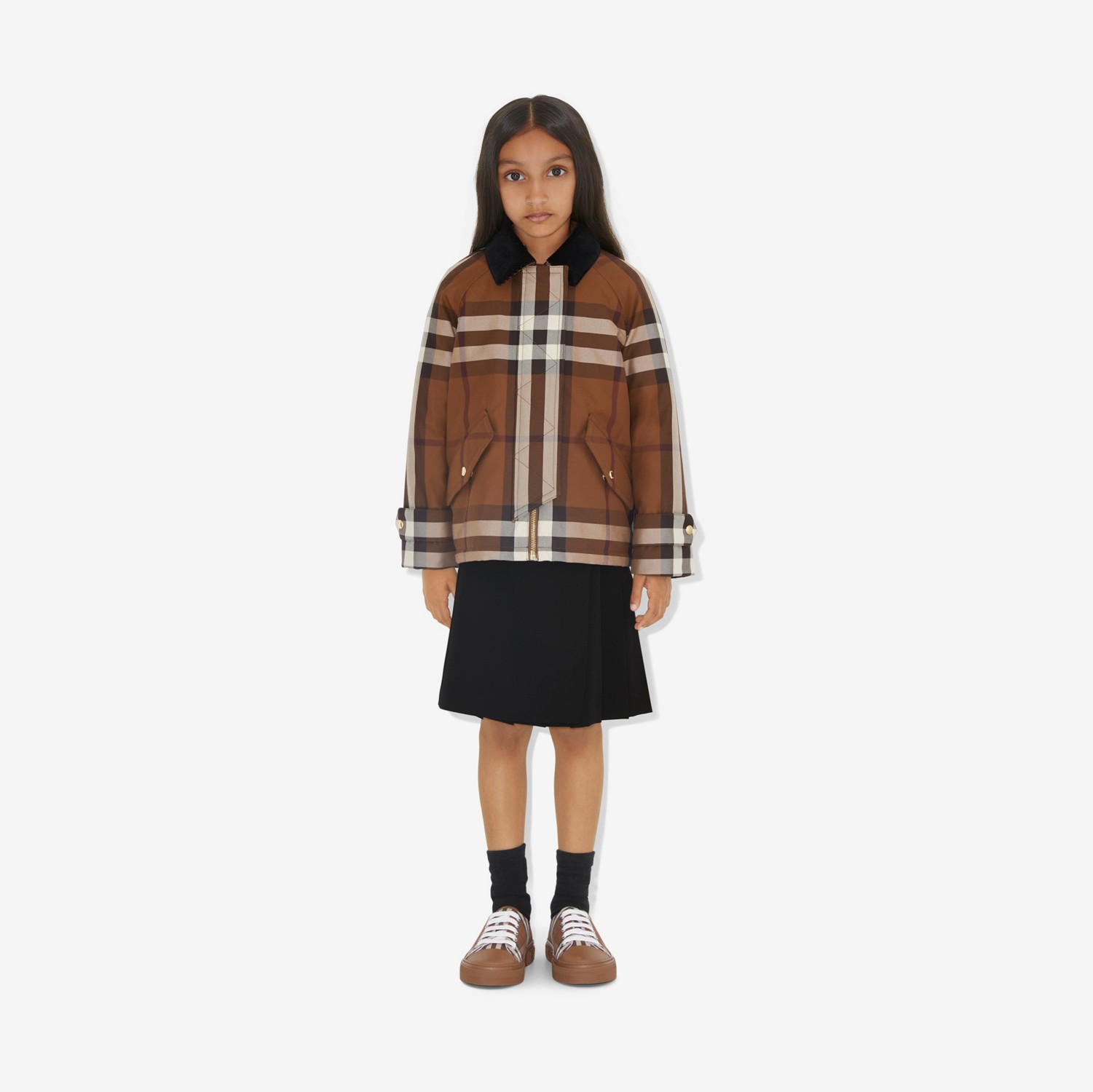 格纹棉质夹克 (深桦木棕) | Burberry® 博柏利官网