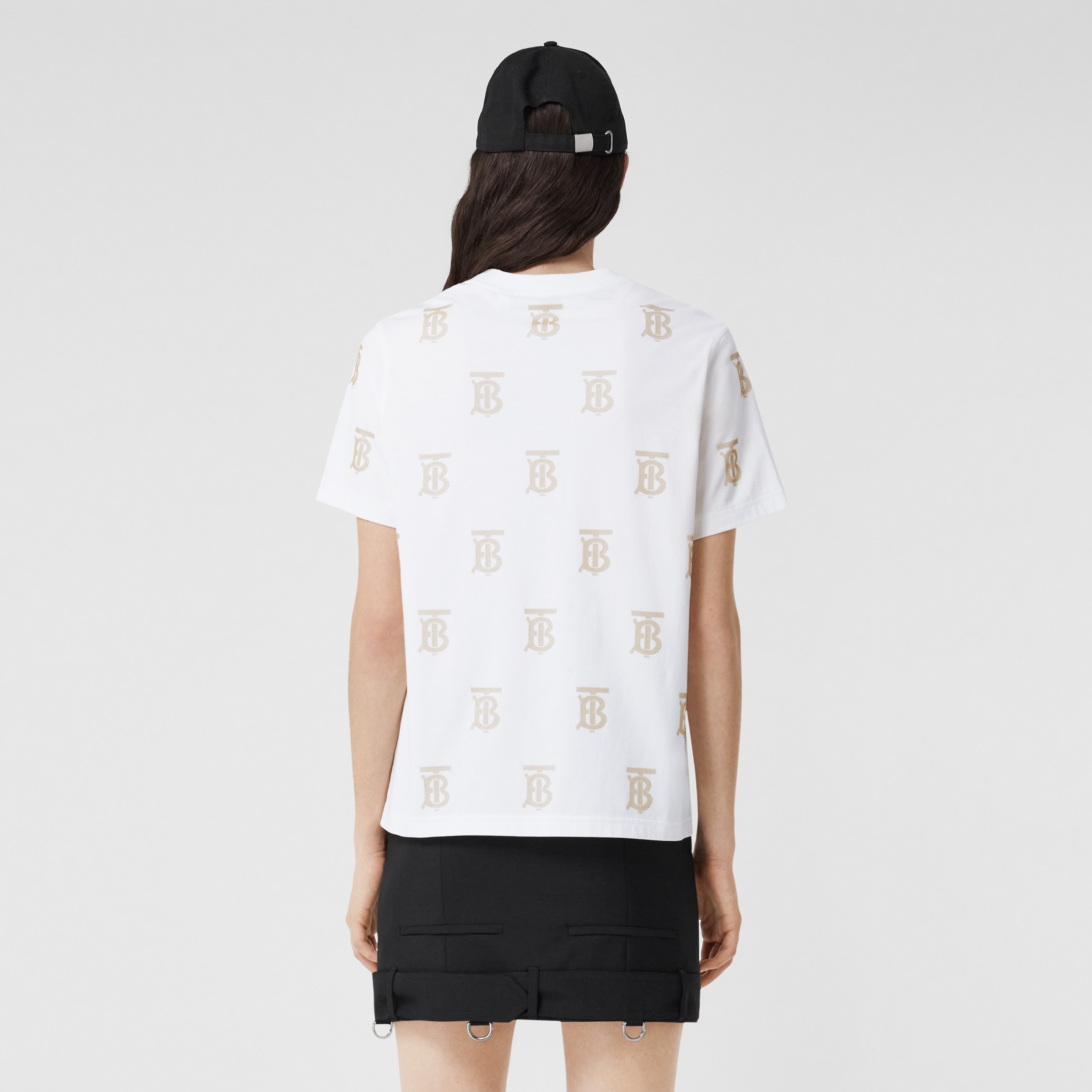 Monogram Motif Cotton T-shirt in White - Women | Burberry® Official - 3