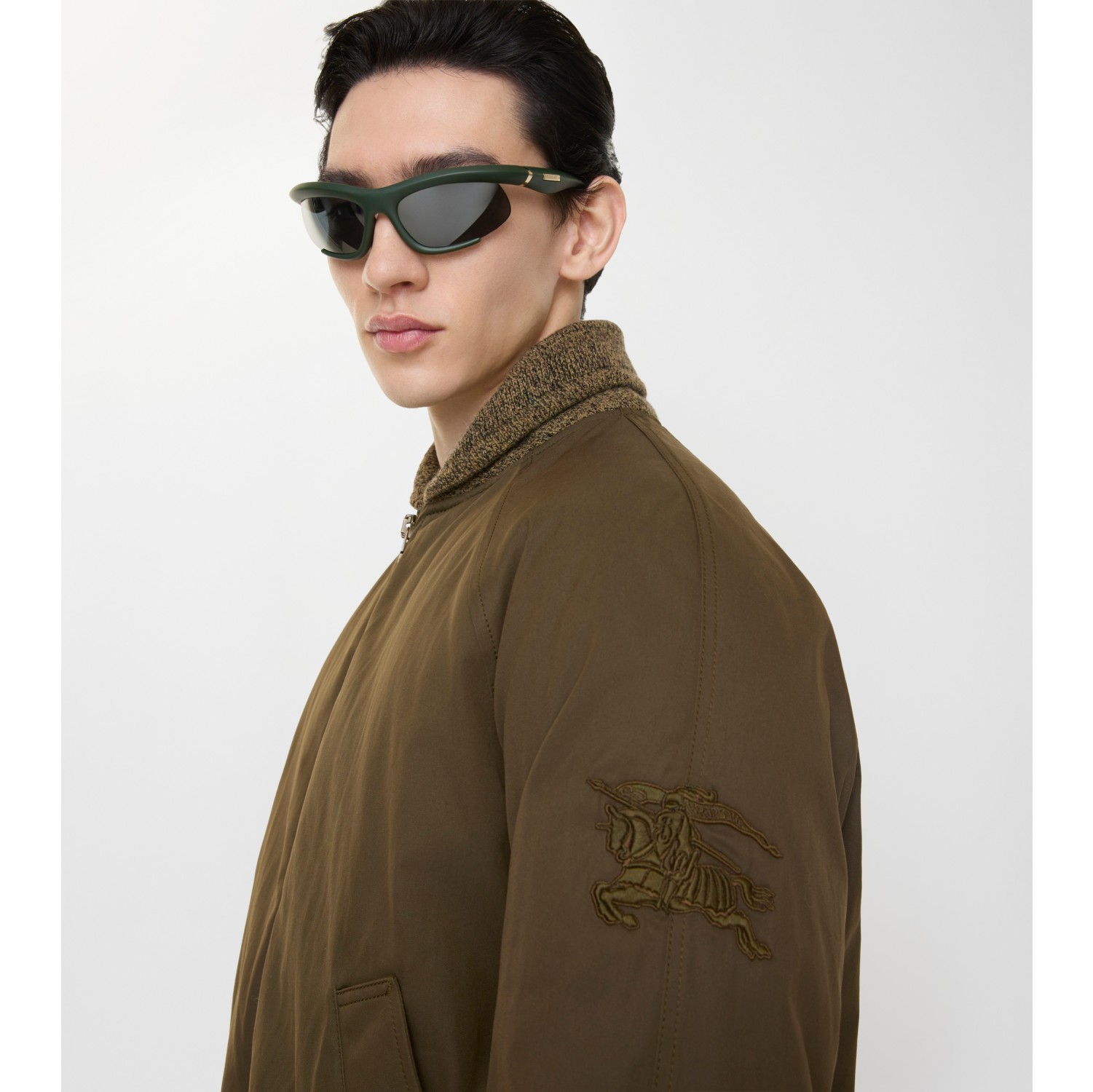 Gabardine Bomber Jacket in Thorn green - Men, Cotton Gabardine