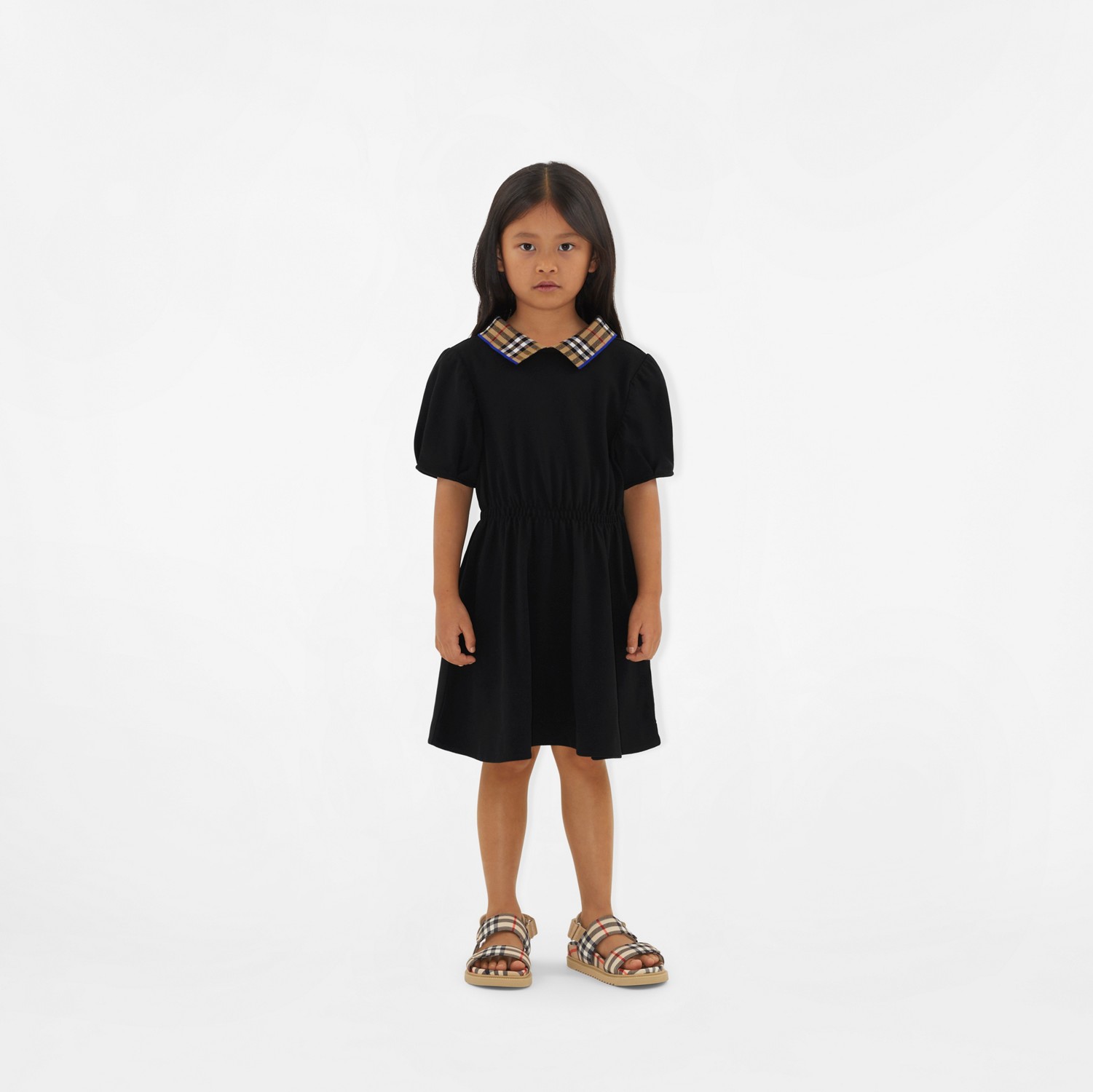 Check Collar Cotton Polo Shirt Dress