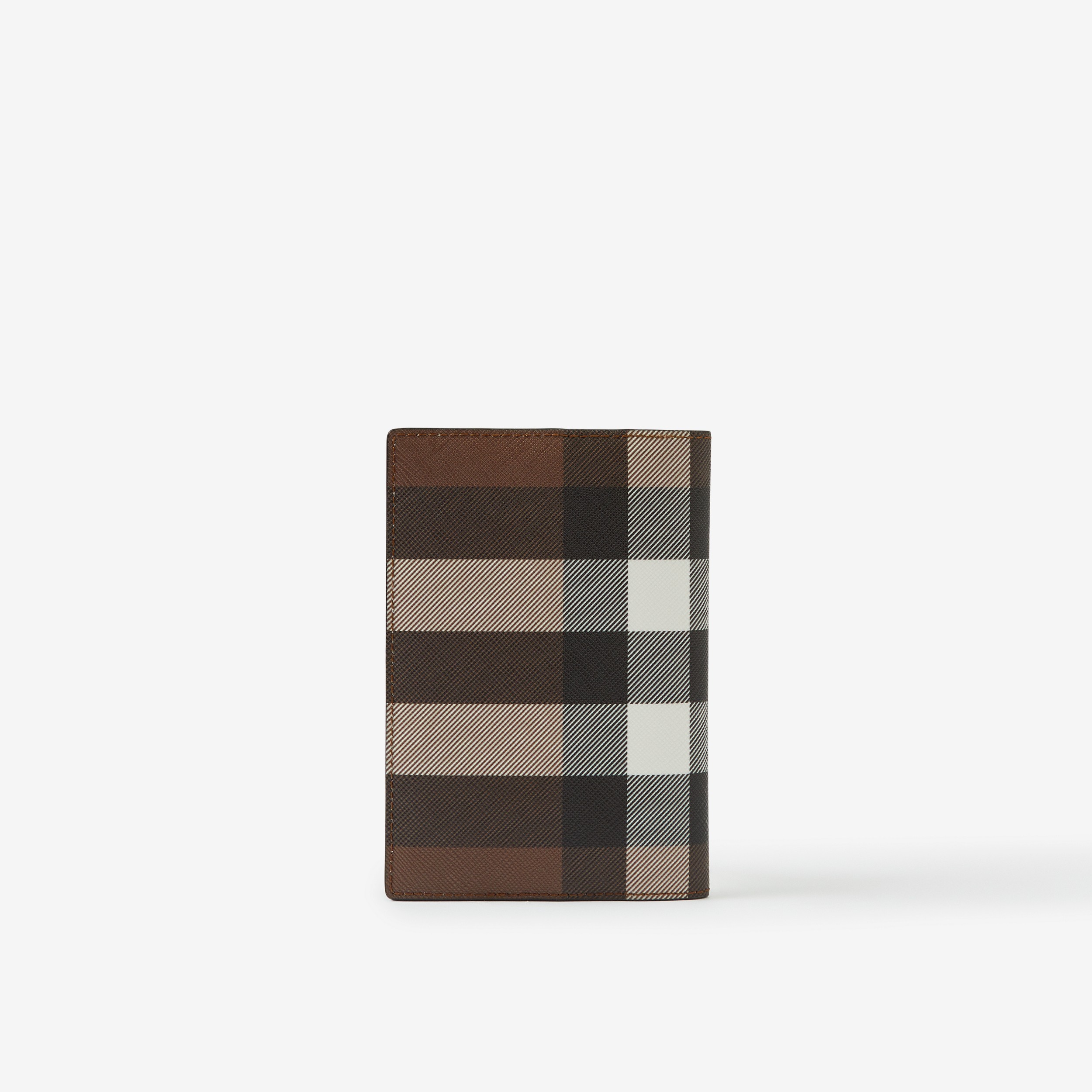 Check and Leather Passport Holder in Dark Birch Brown | Burberry® Official