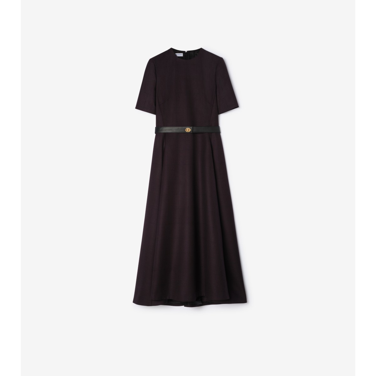  Check Belted Wool Dress