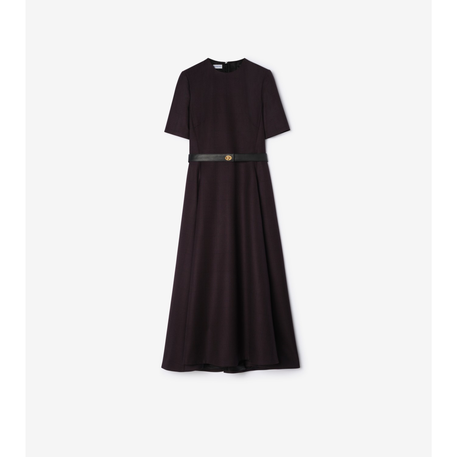 Belted Check Wool Dress