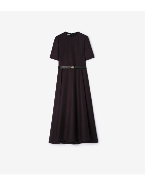 Belted Check Wool Dress