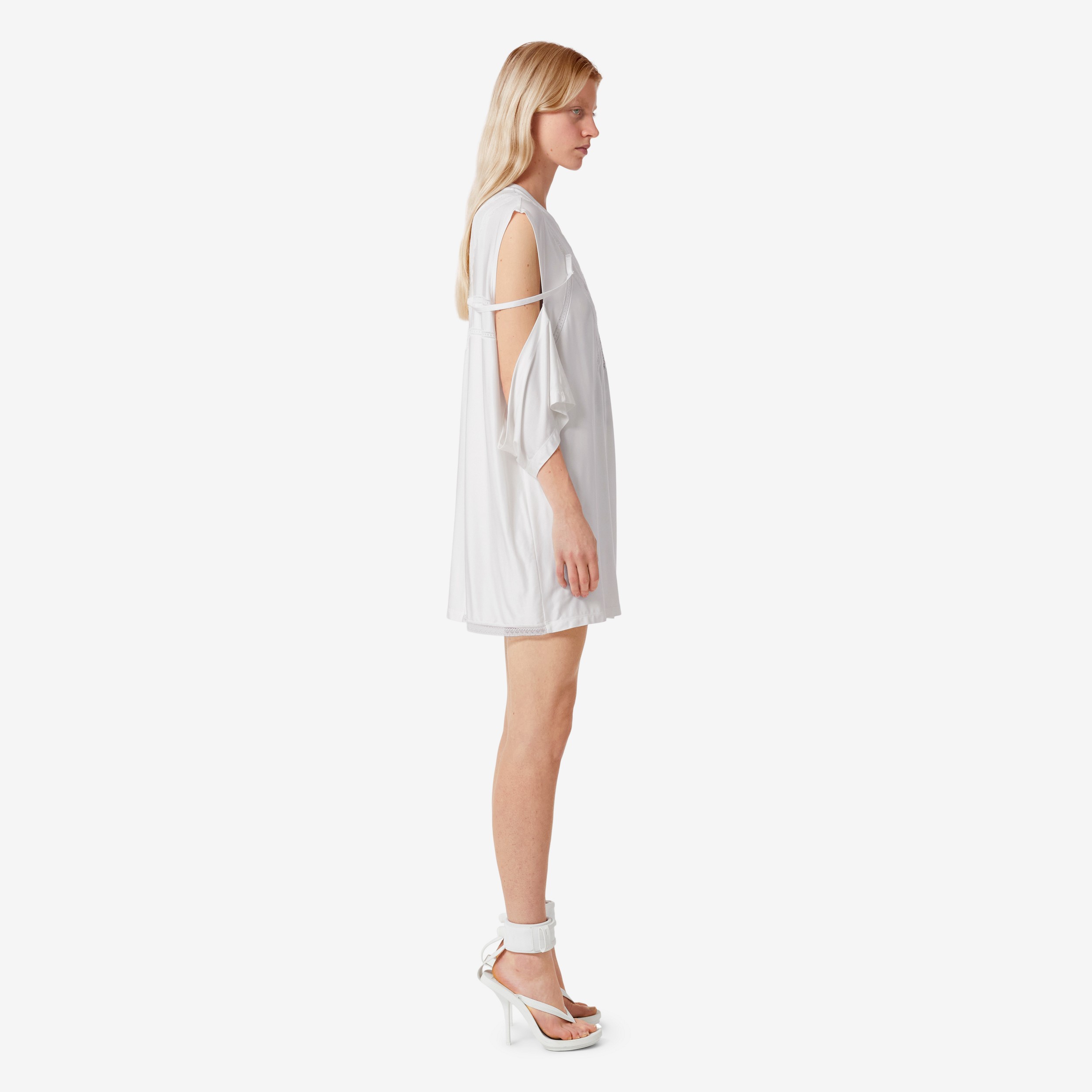 重塑版型蕾丝裁片平织 T 恤衫式连衣裙 (光白色) - 女士 | Burberry® 博柏利官网 - 3