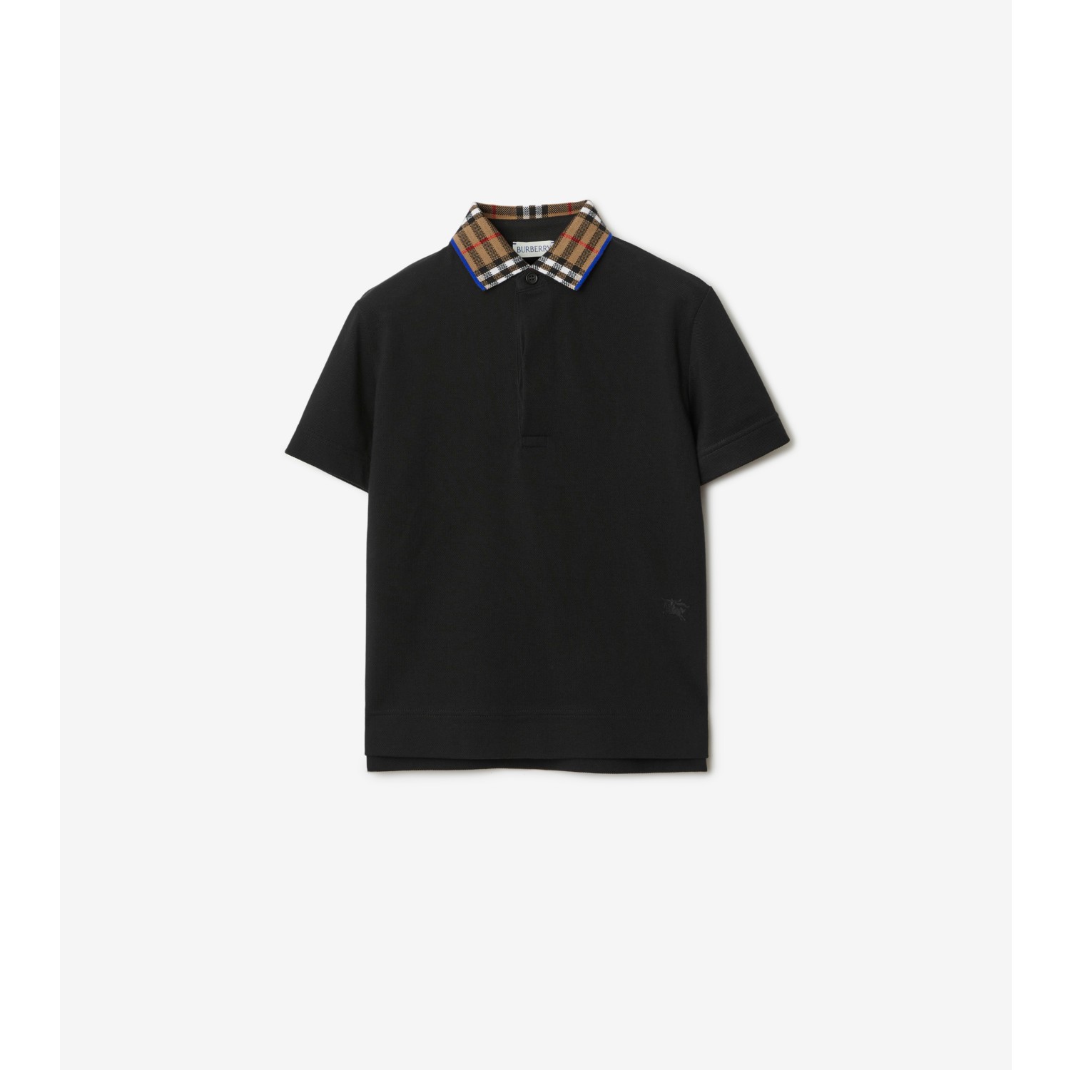 Check Collar Cotton Polo Shirt