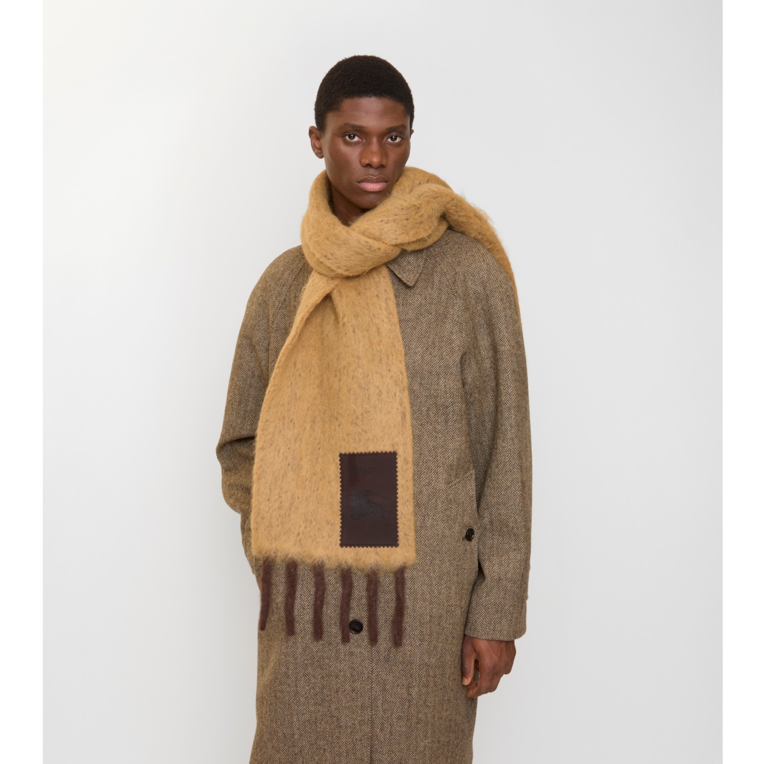 Alpaca Wool Blend Scarf in Deer brown | Burberry® Official