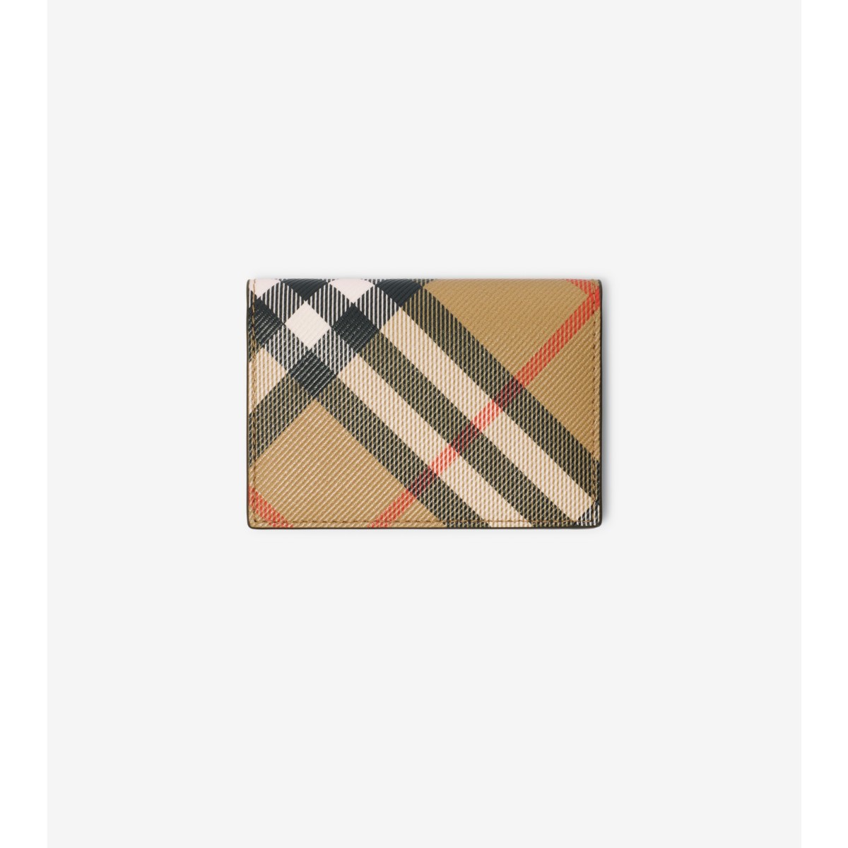 Shop Burberry Check Folding Card Case In Sand