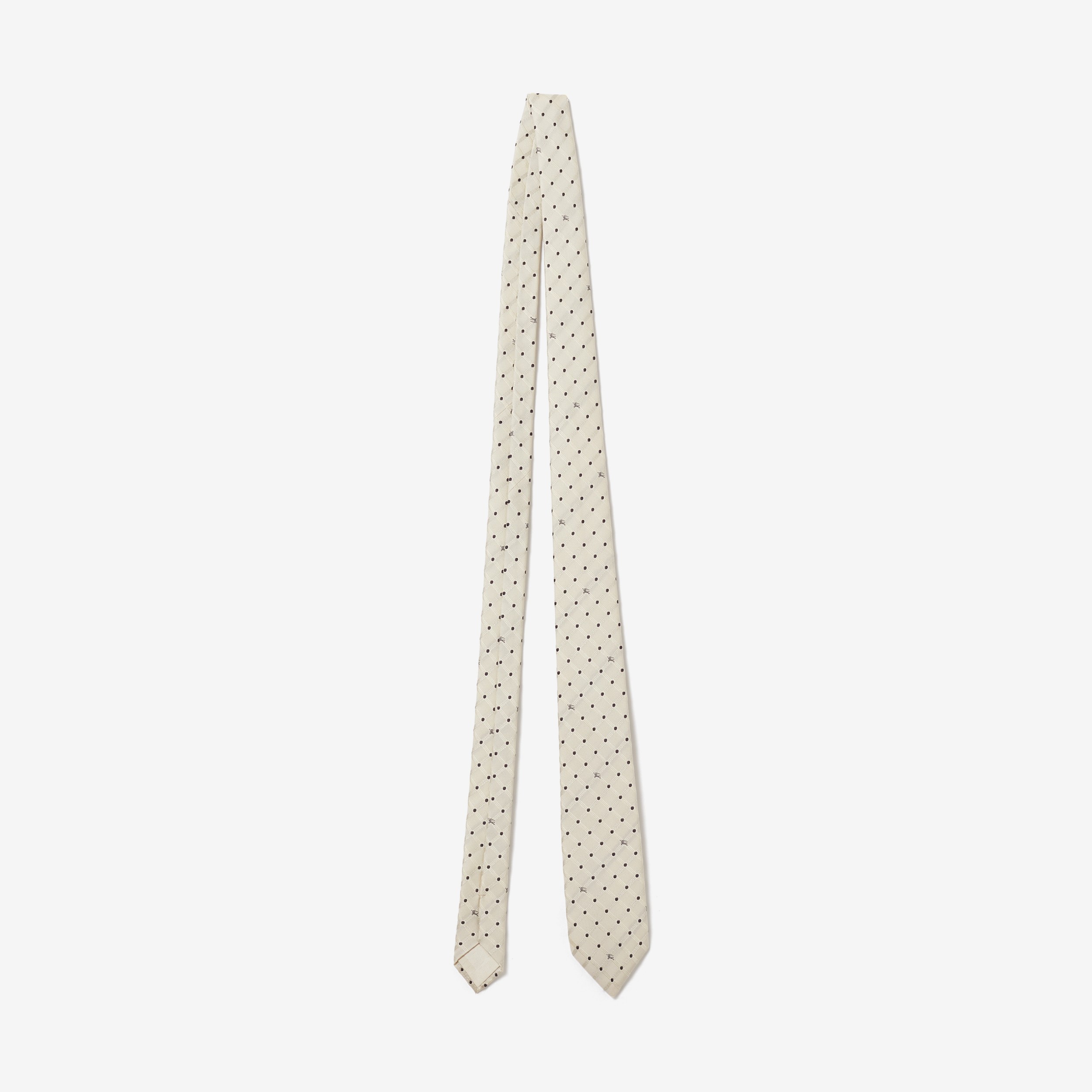 Gravata de seda com estampa de poás em jacquard e corte clássico (Branco Quente) - Homens | Burberry® oficial - 1