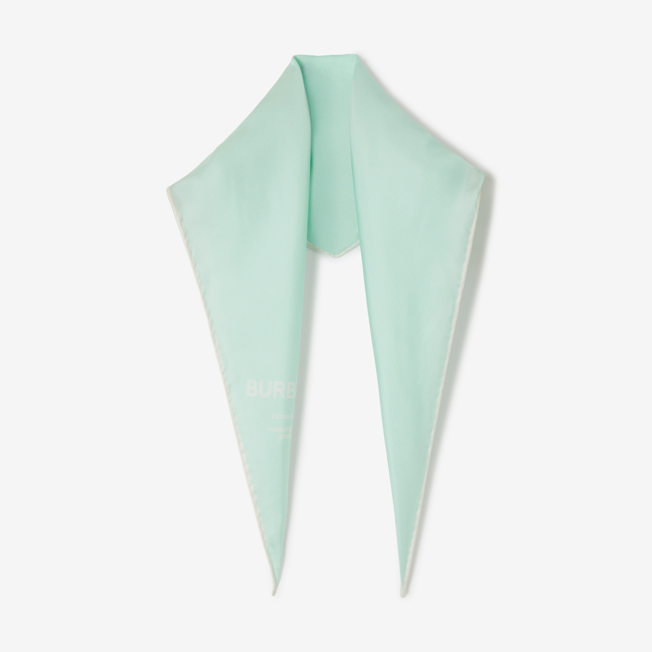 Horseferry Print Silk Diamond-shaped Scarf in Cool Mint | Burberry® Official - 1