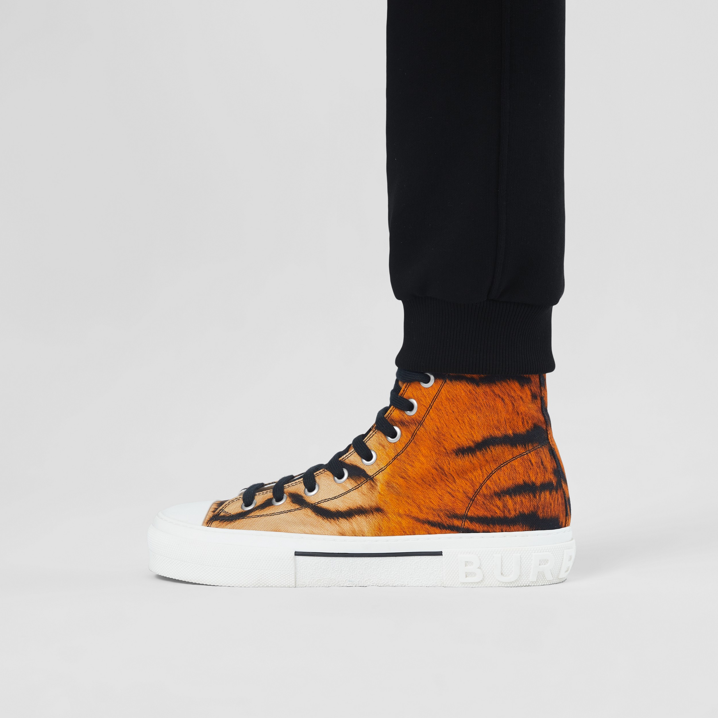 Tiger Print Cotton High-top Sneakers - Men | Burberry® Official - 3
