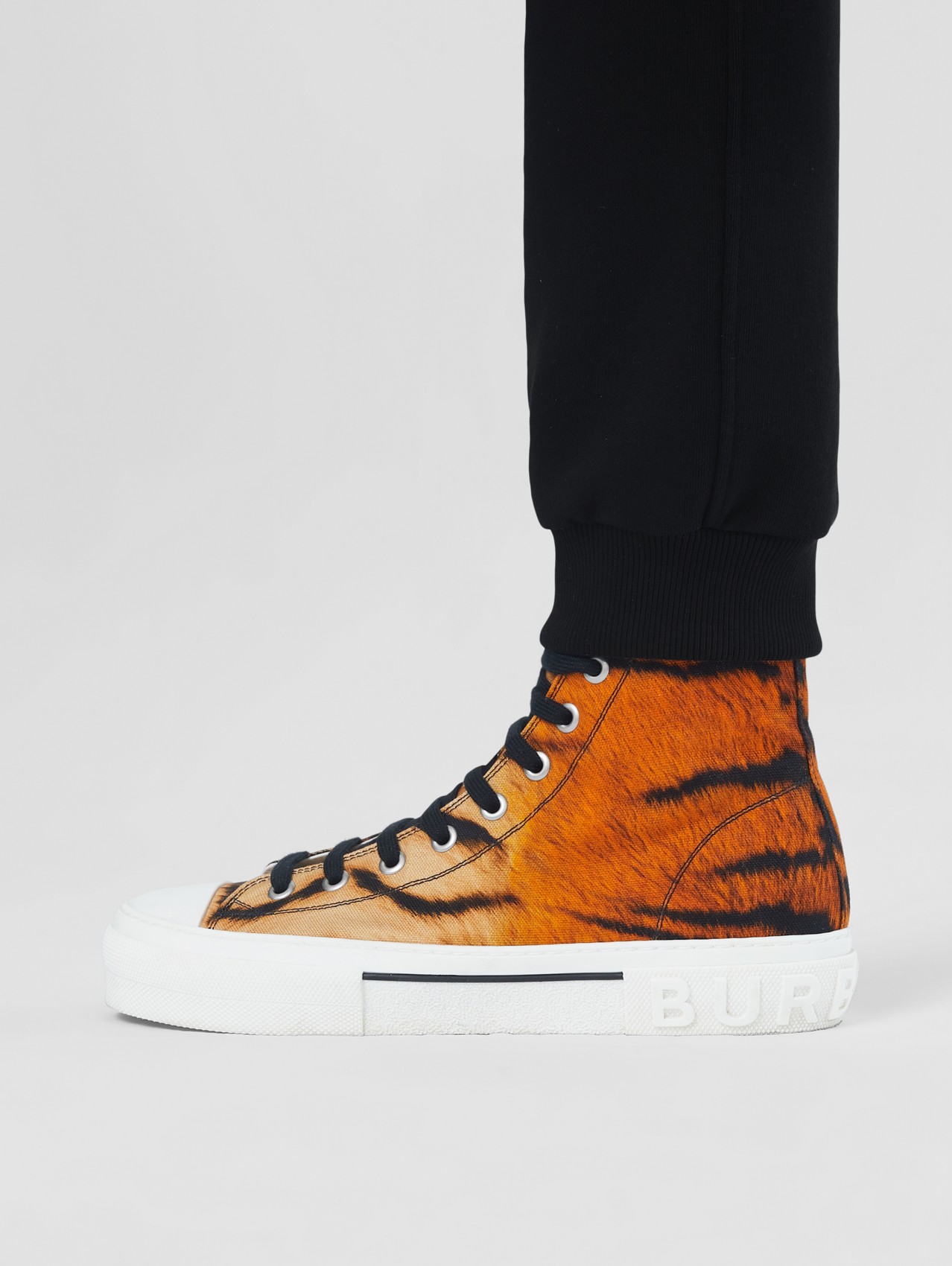 Tiger Print Cotton High-top Sneakers