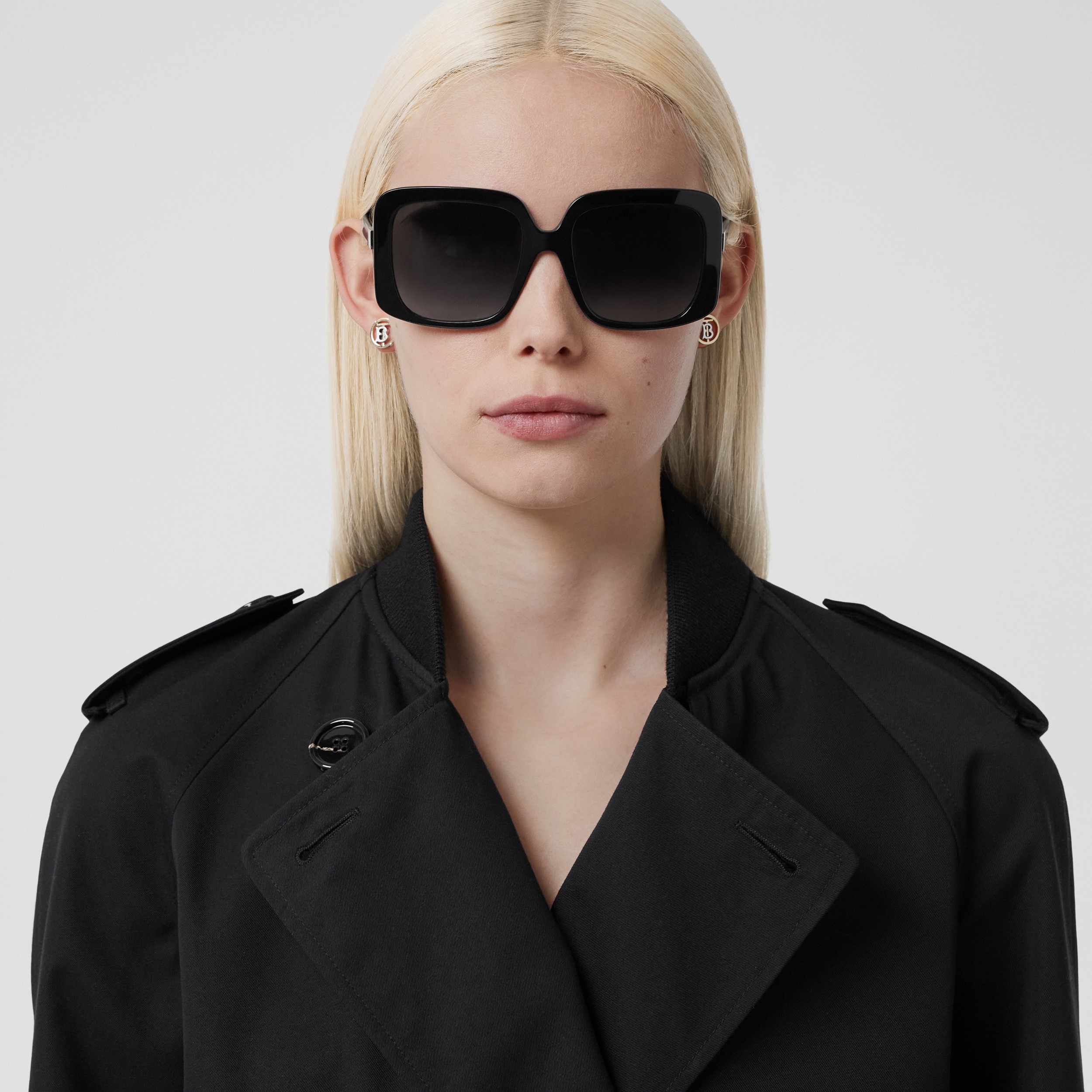 Cotton Gabardine Cropped Trench Coat in Black - Women | Burberry® Official - 2