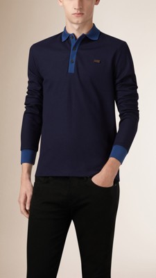 Long-Sleeved Cotton Piqué Polo Shirt