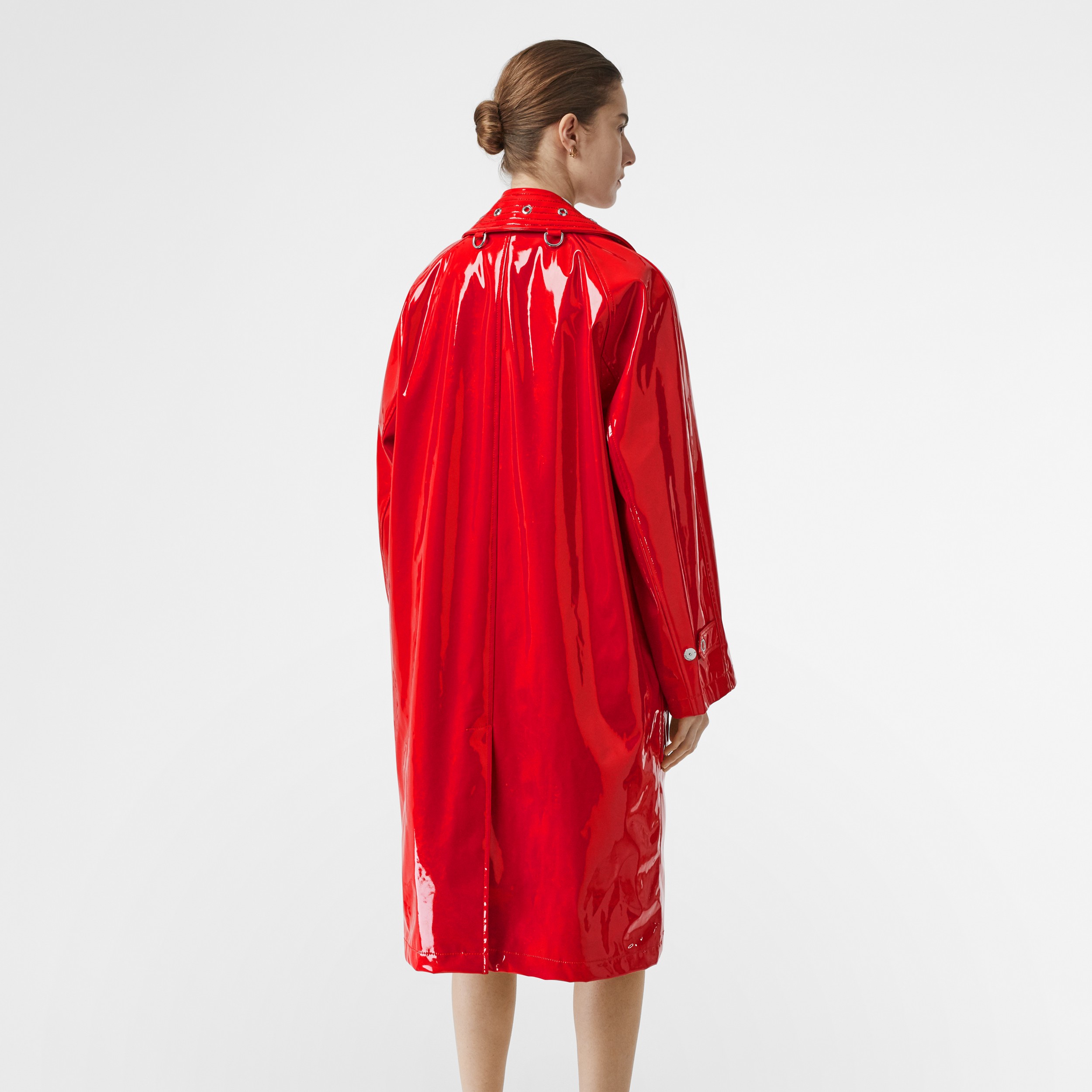 Belt Detail Laminated Car Coat in Bright Red - Women | Burberry United ...
