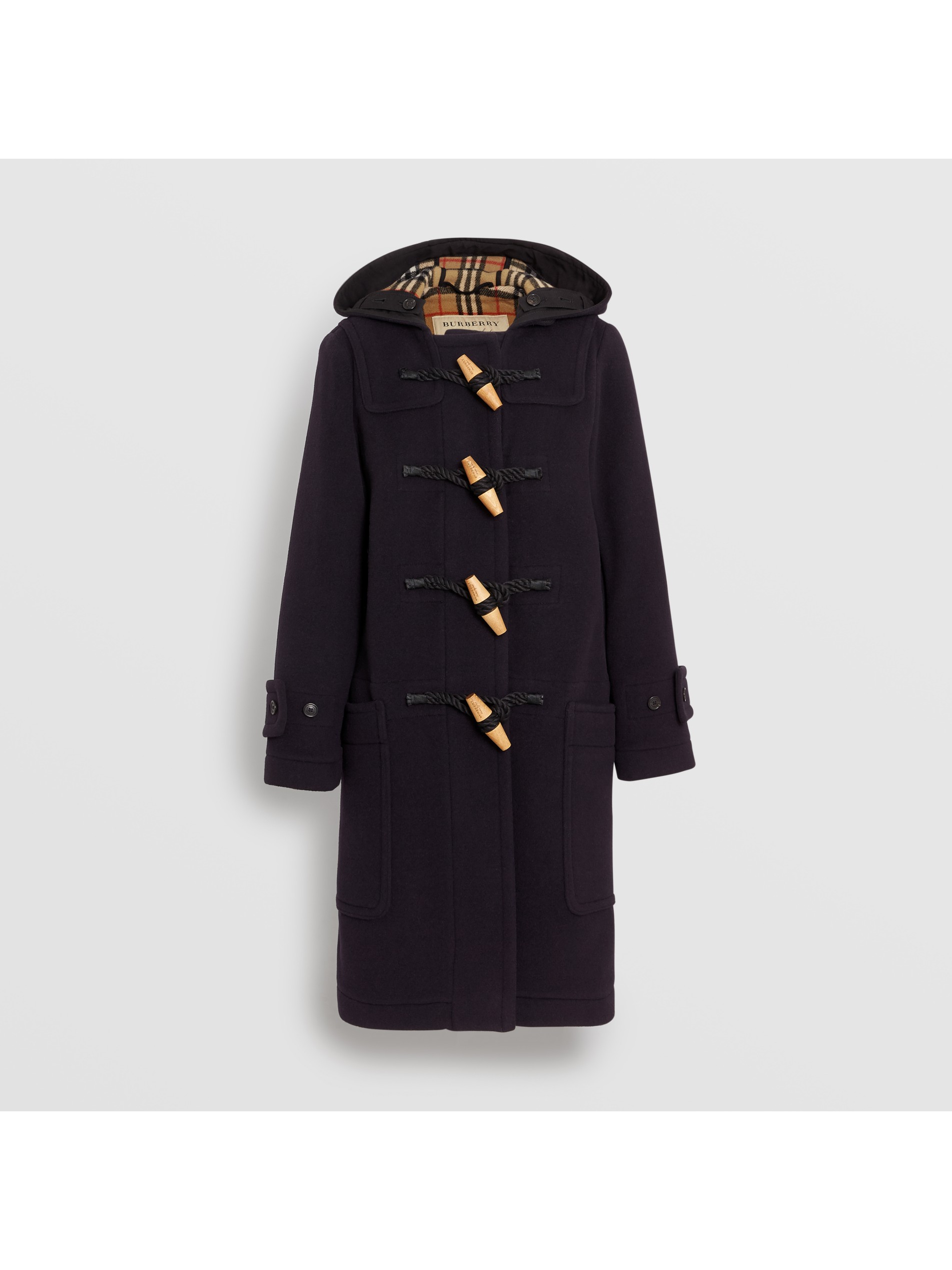 海军蓝 羊毛混纺宽松牛角扣大衣 产品图片61