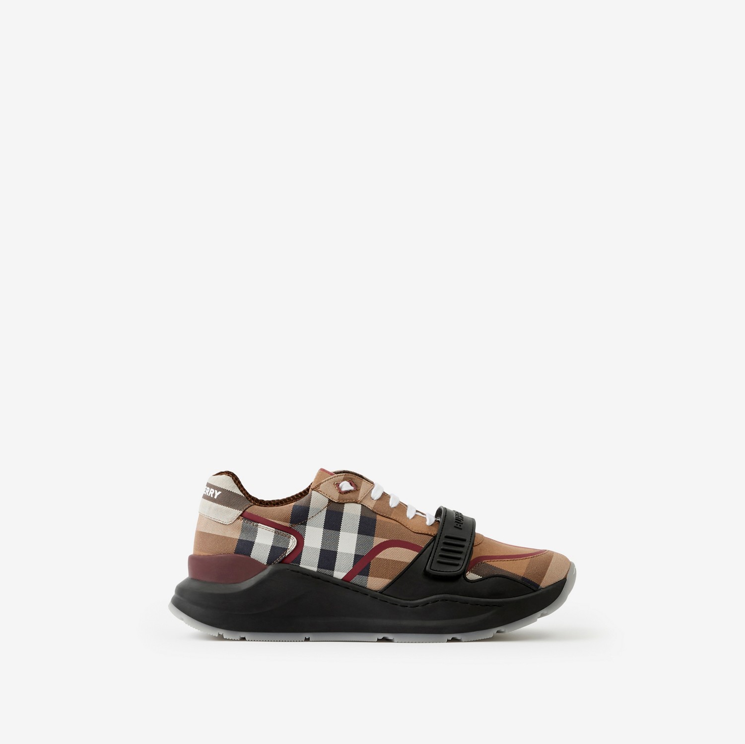 Check Cotton Sneakers in Birch Brown - Men | Burberry® Official