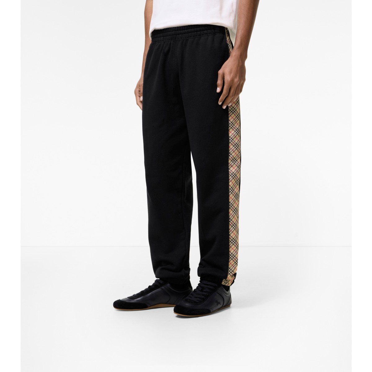  Check Trim Cotton Jogging Pants