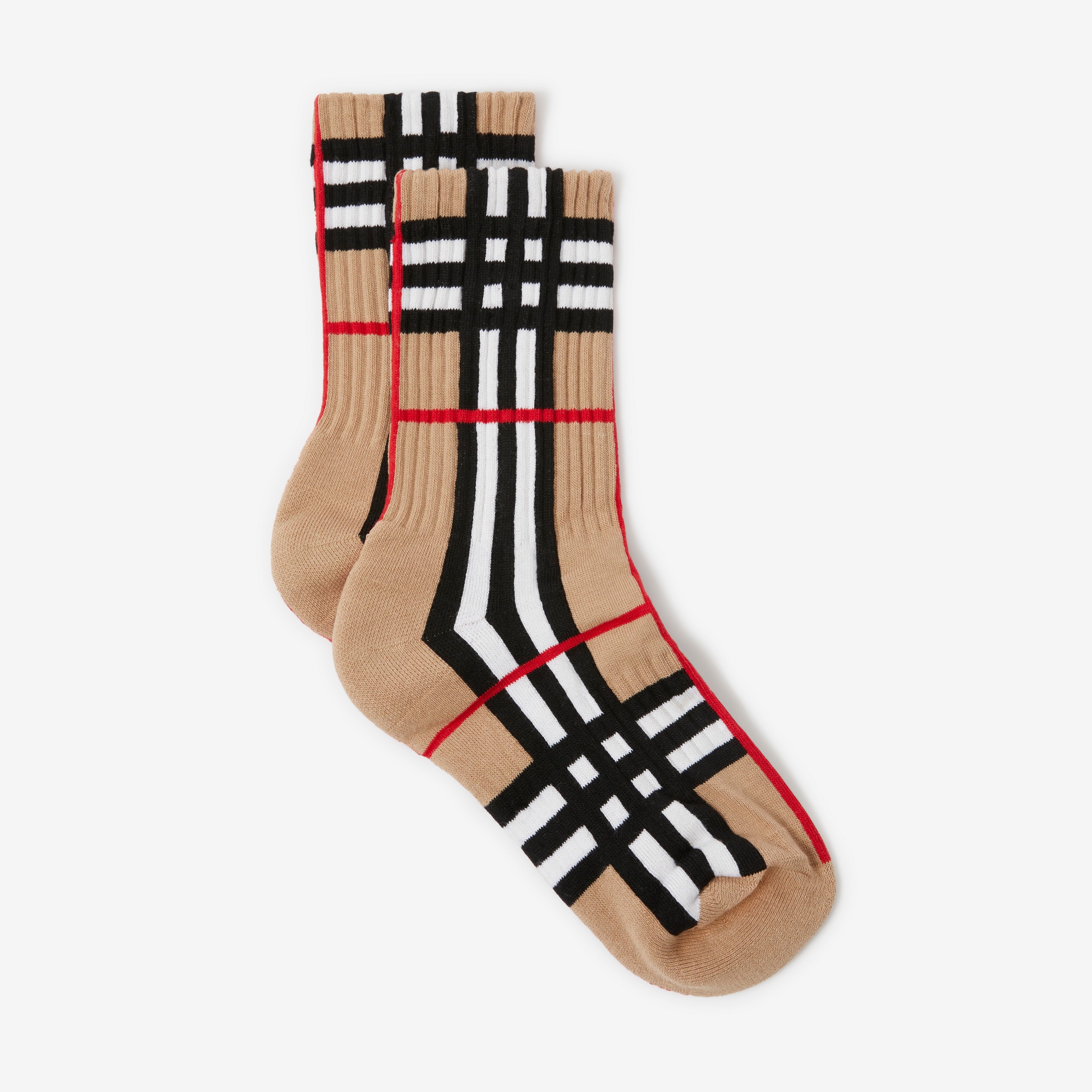 Vintage Check Intarsia Cotton Cashmere Blend Socks in Archive Beige | Burberry® Official - 2