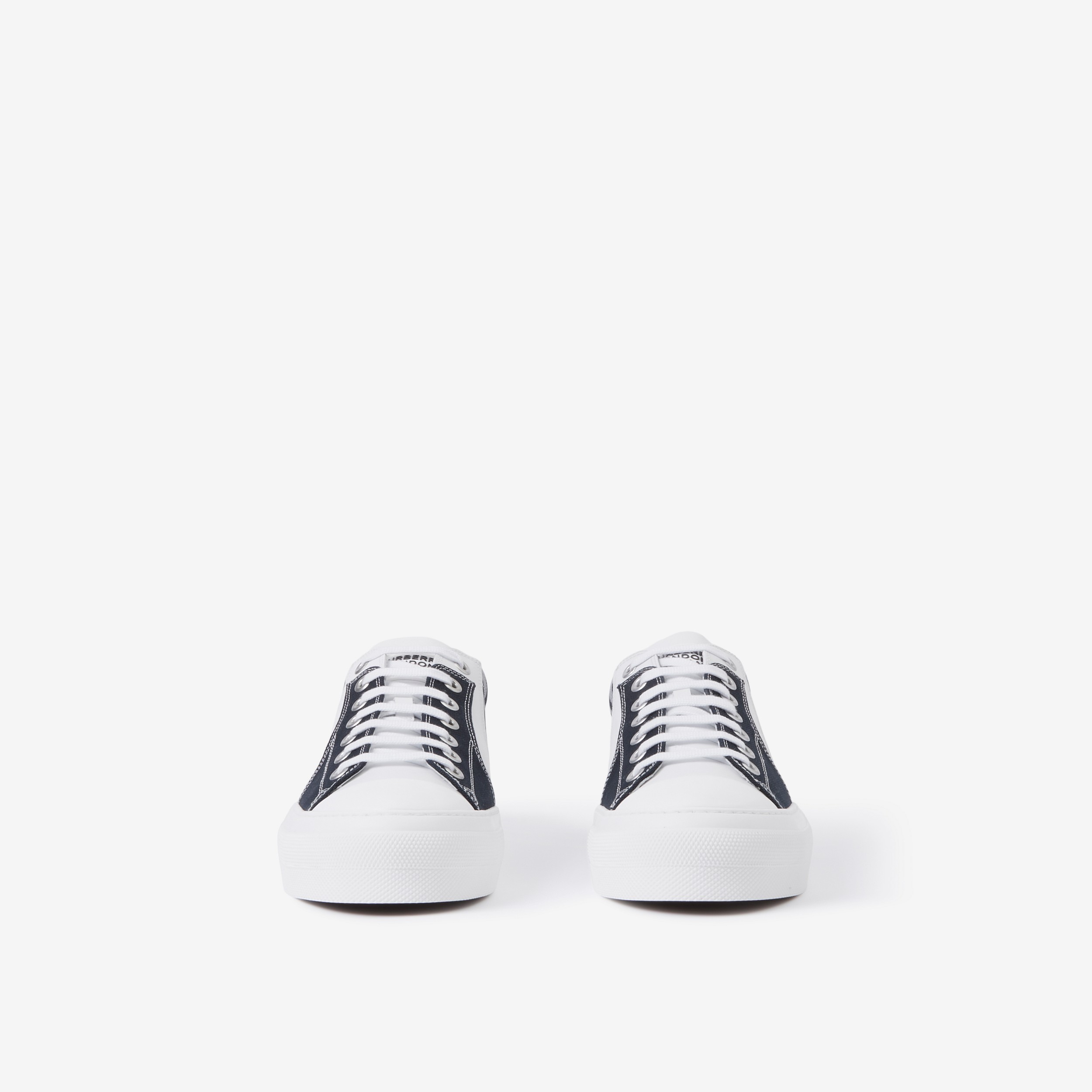 Sneaker in pelle, cotone e Check (Bianco/navy) - Uomo | Sito ufficiale Burberry® - 2