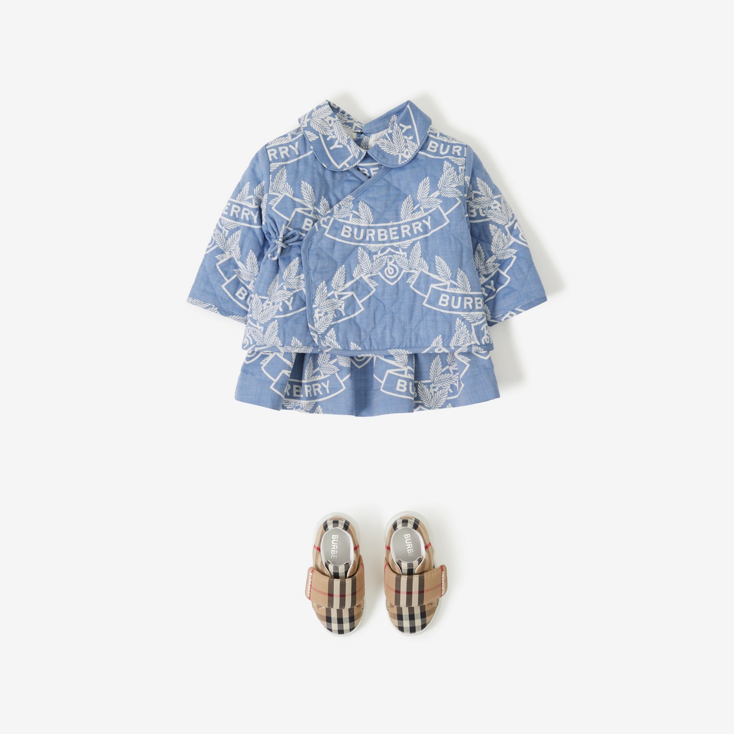 Giacca a scialle in cotone con stemma con foglie di quercia (Azzurro Pallido) - Bambini | Sito ufficiale Burberry®