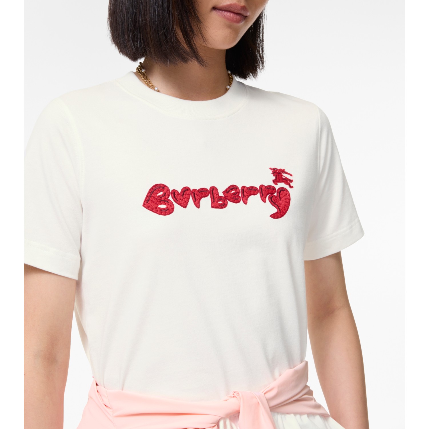 Heart Logo Cotton T-shirt in Chalk white - Women | Burberry® Official