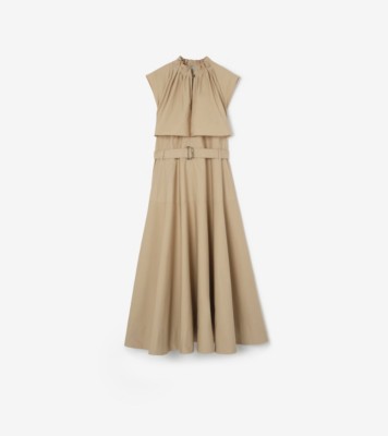 Burberry コットンポプリン ミディドレス (ハーベストベージュ) - ウィメンズ | Burberry®公式サイト