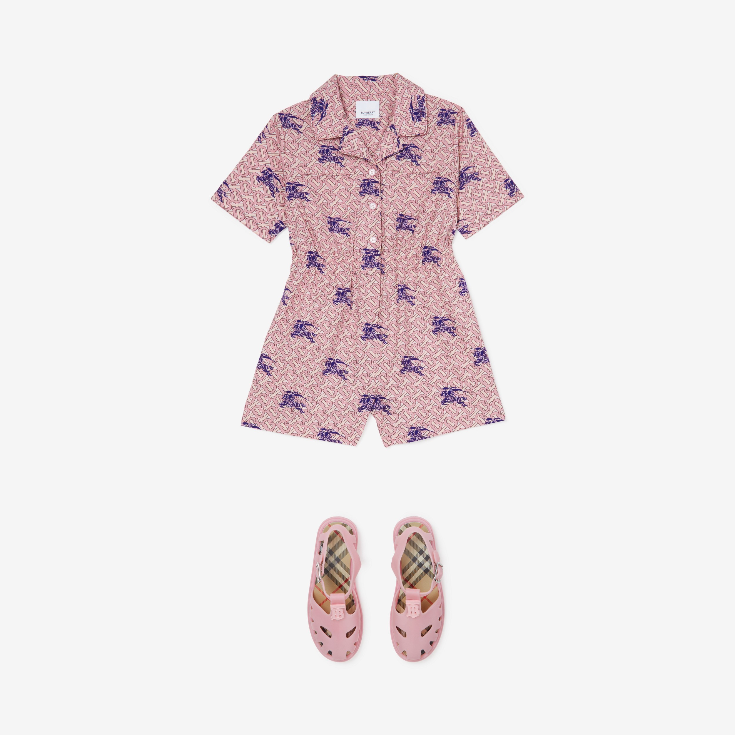EKD Monogram Stretch Cotton Playsuit in Deep Amethyst | Burberry® Official - 3